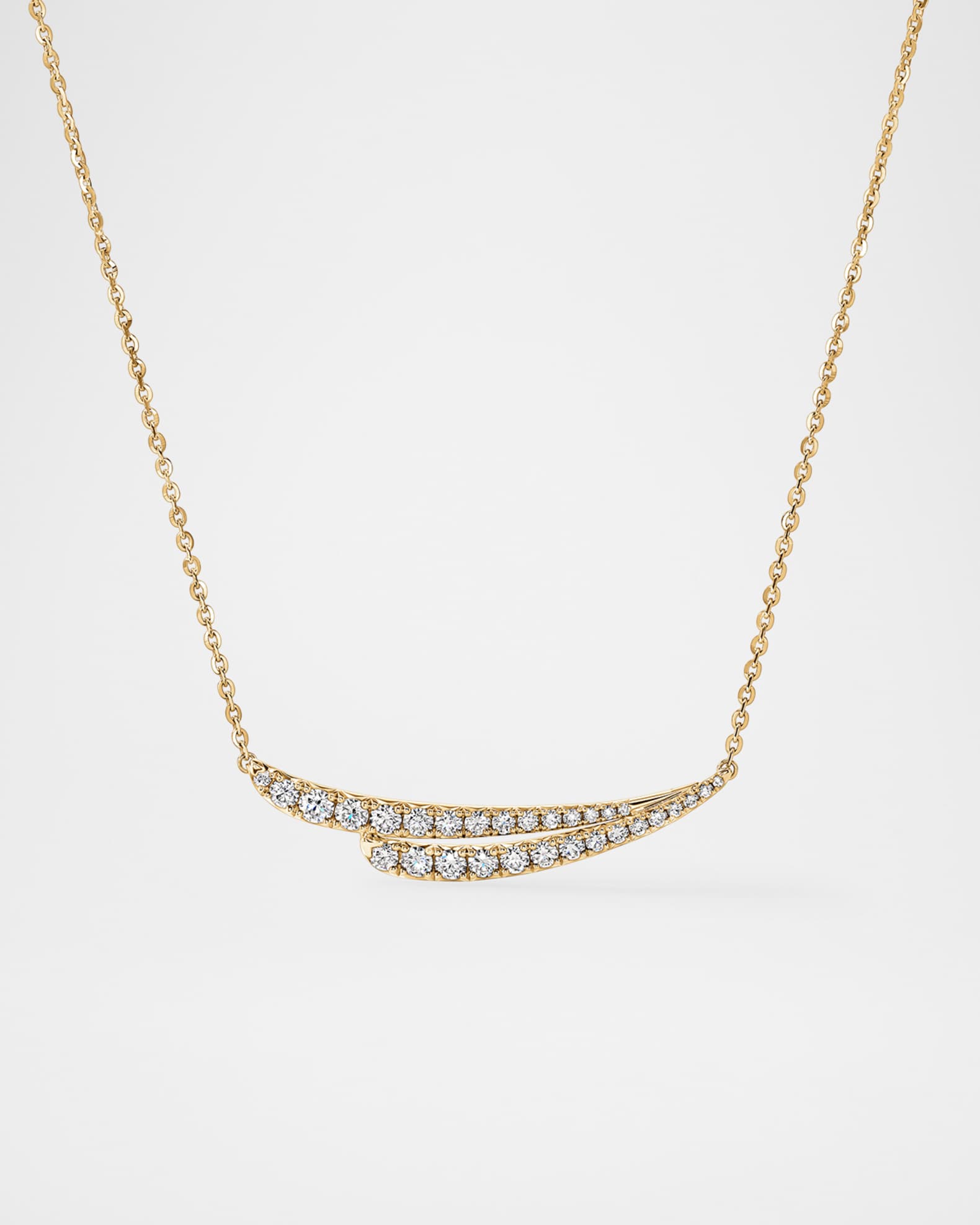 18K Yellow Gold Vela French-Cut Pave Diamond Pendant Necklace 0