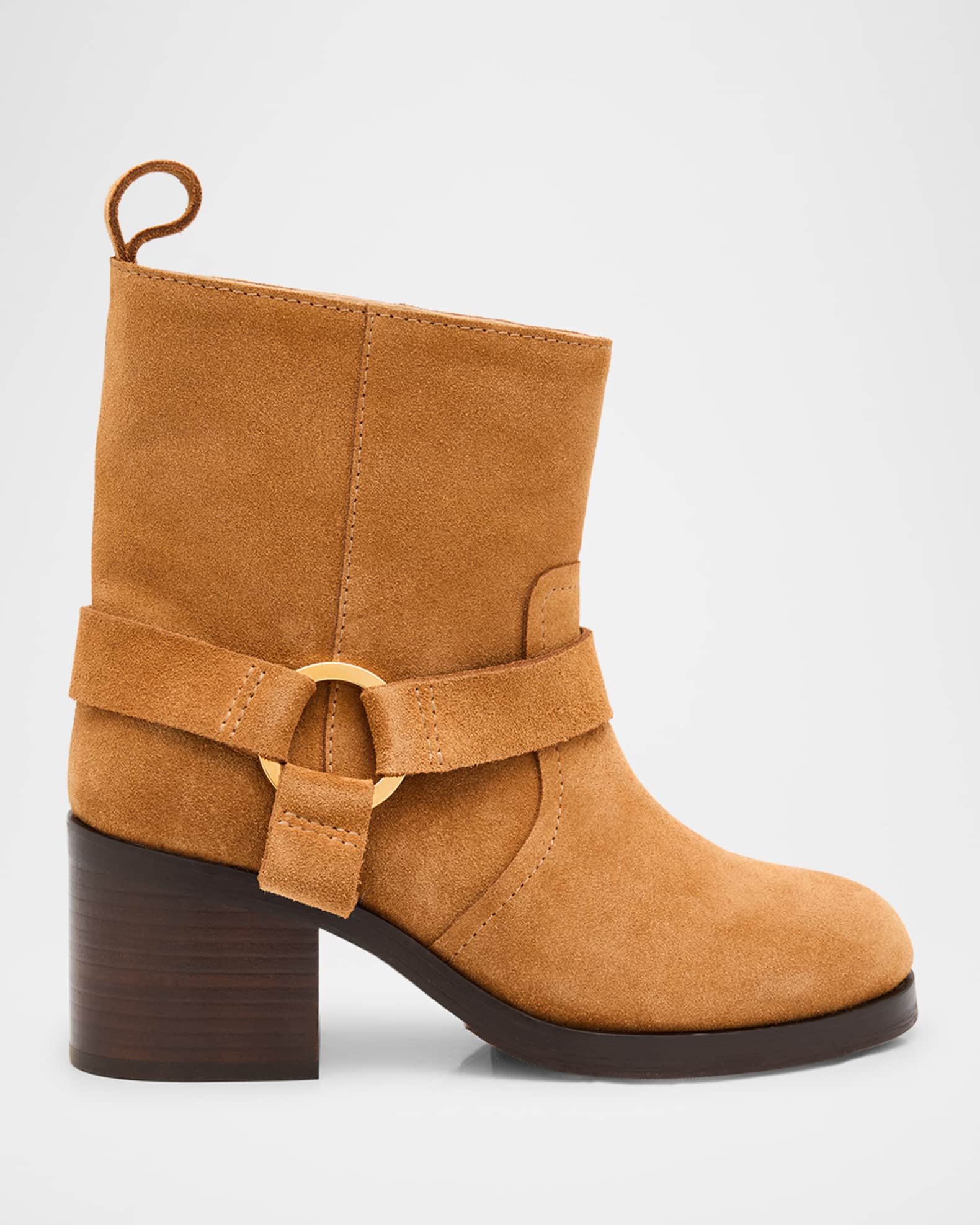 Hailey Suede Harness Moto Booties 0