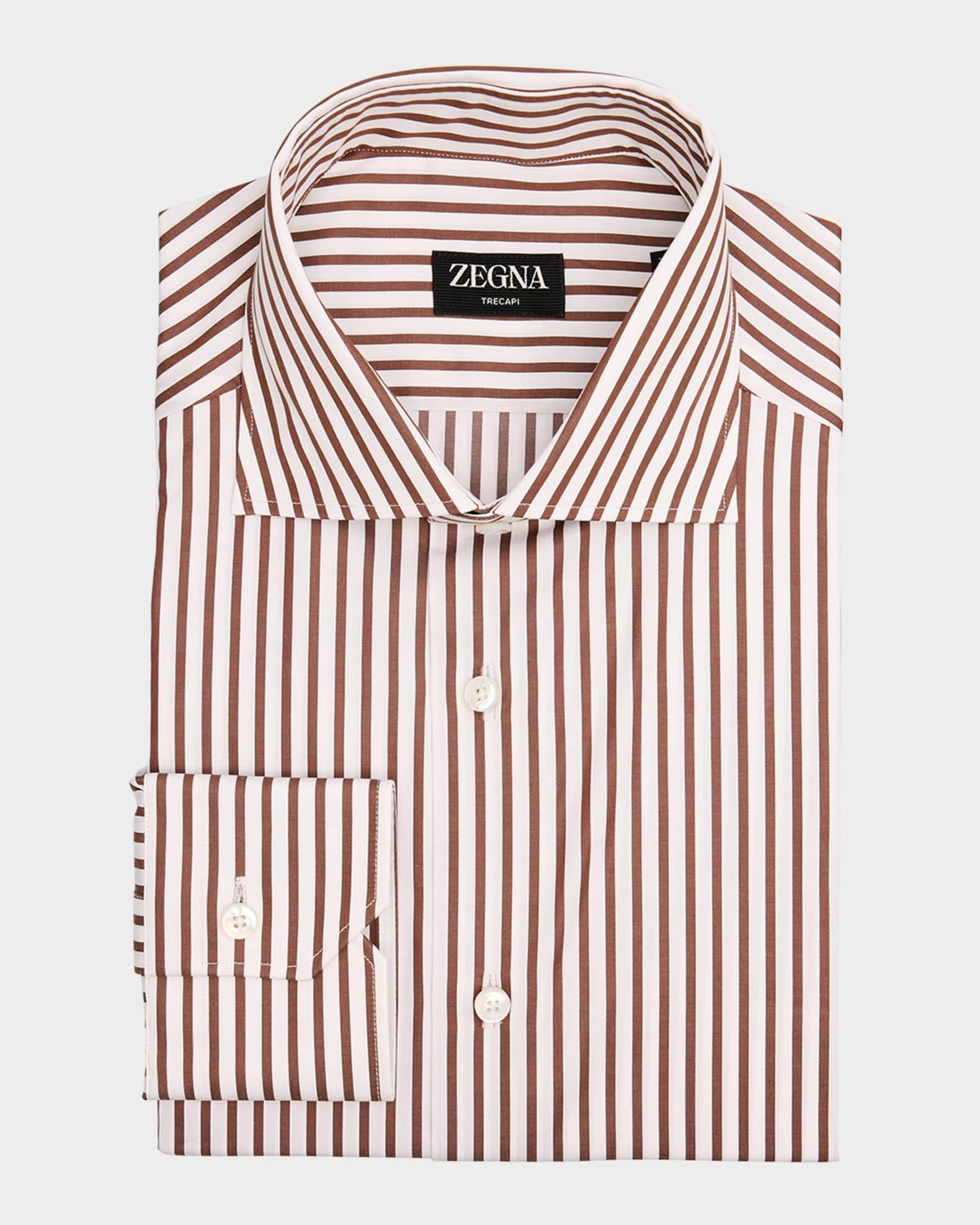 Men's Trecapi Cotton Bengal Stripe Dress Shirt 0