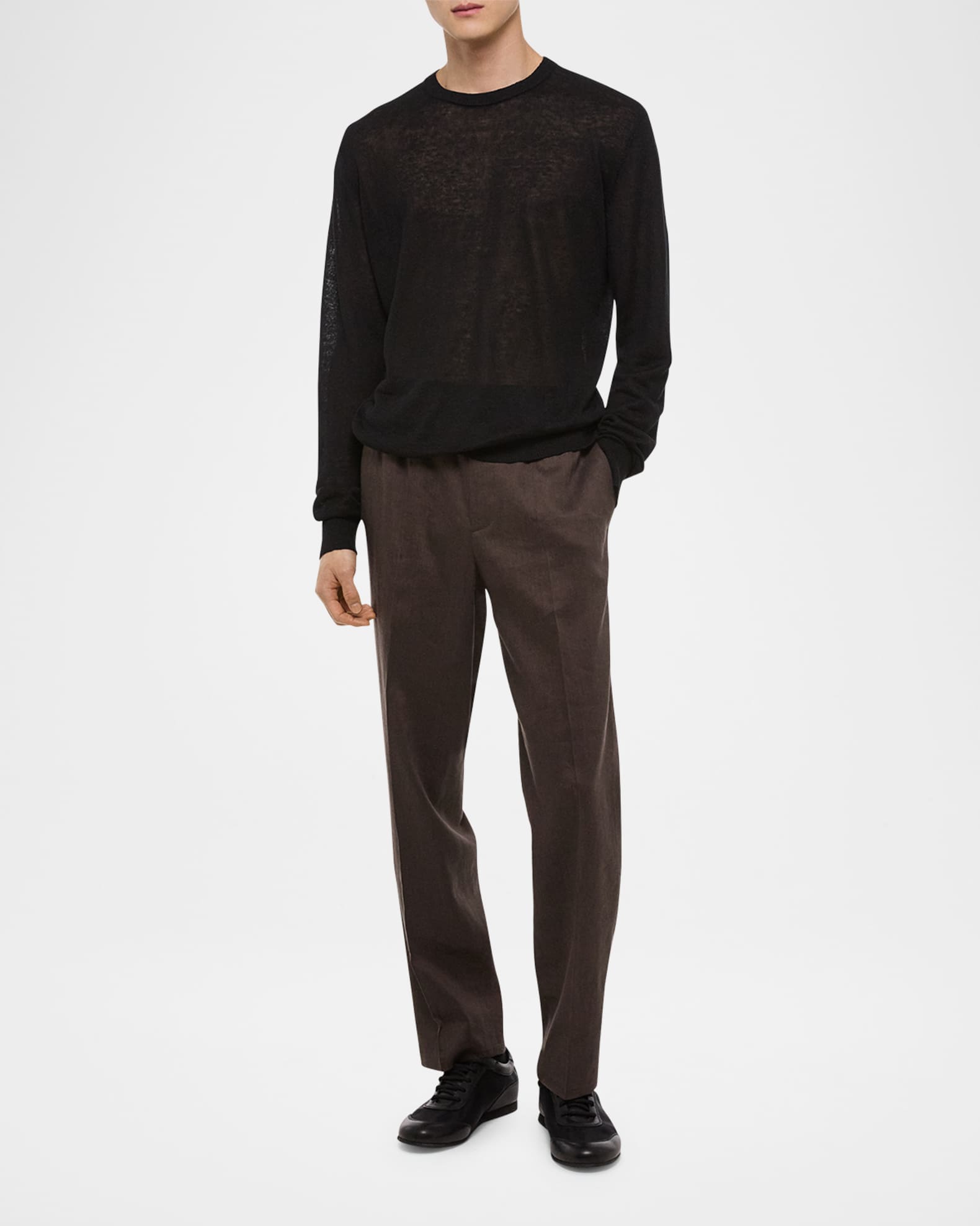 Men's Linen Logo Long-Sleeve Top 1
