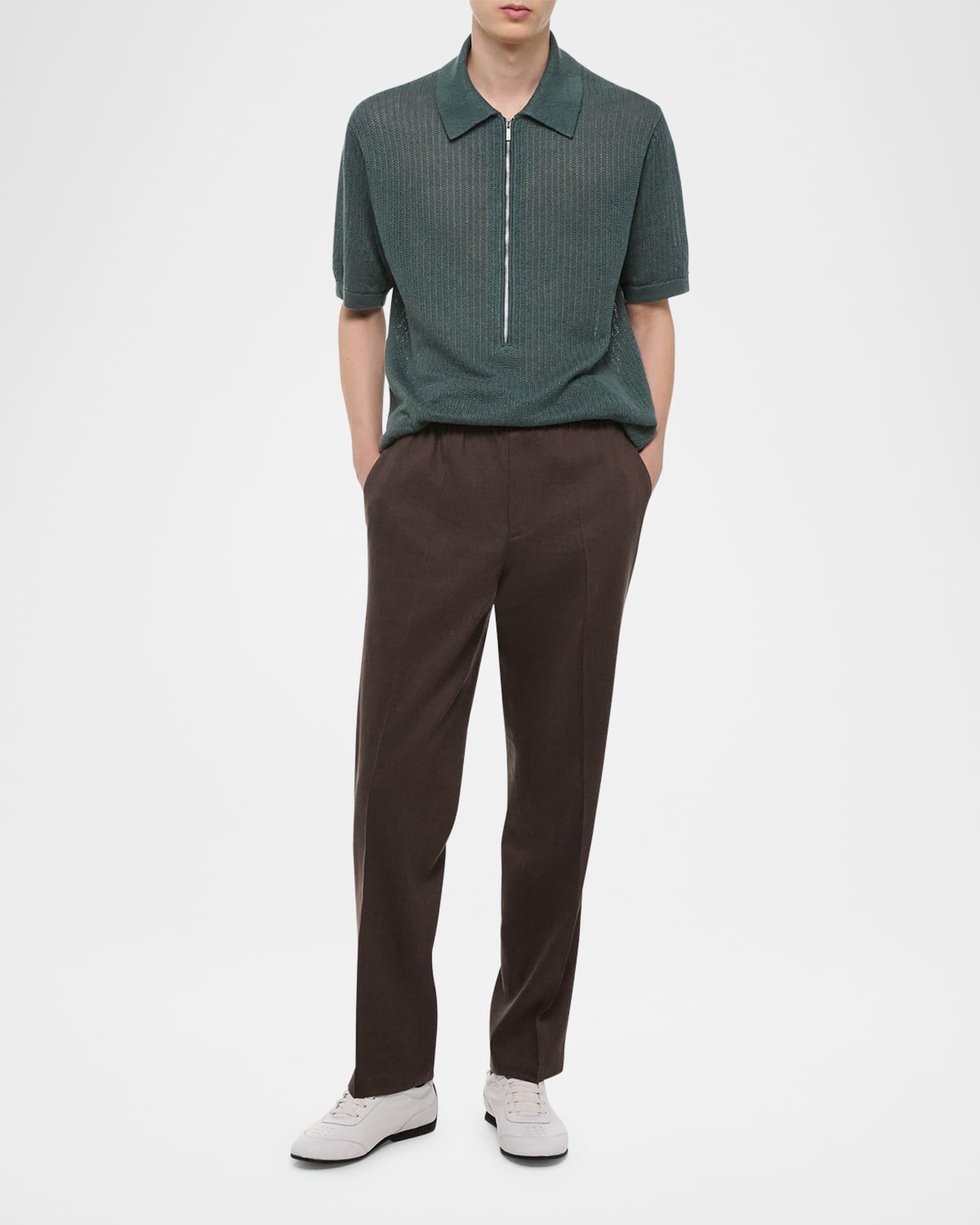 Men's Half-Zip Pointelle Polo Shirt 1