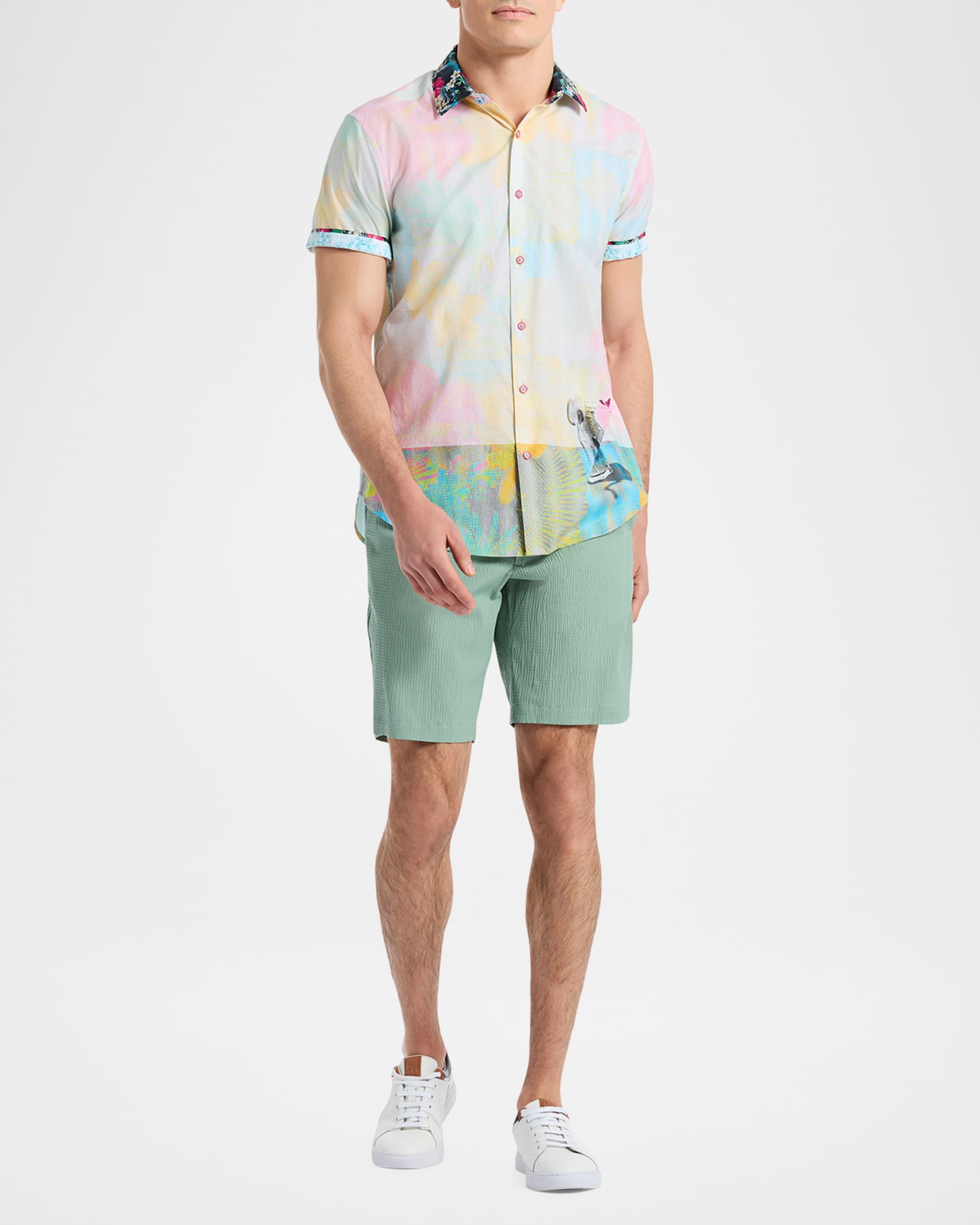 Men's Haze Contrast-Trim Short-Sleeve Shirt 1
