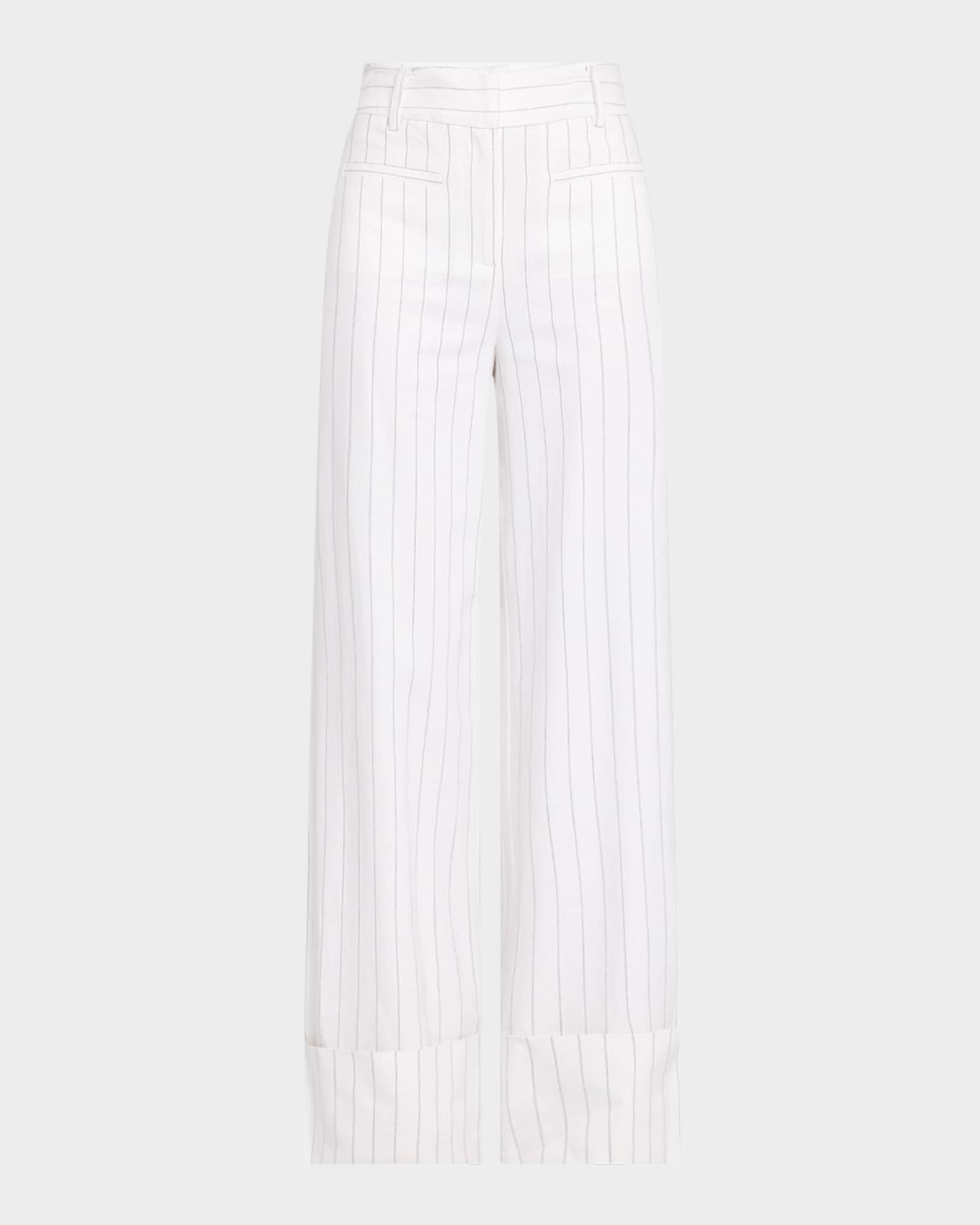 Raquel Pinstripe Linen Pants 0