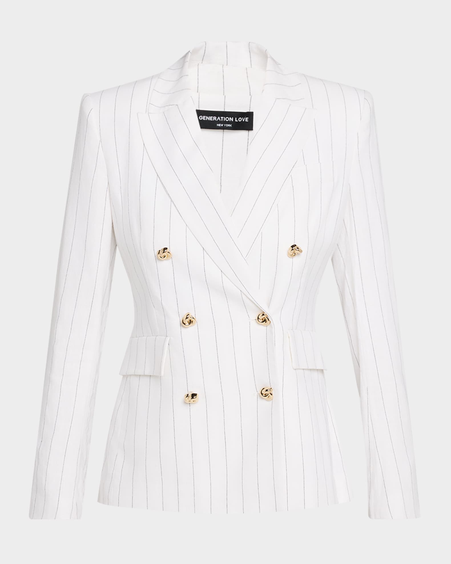 Arielle Pinstripe Double-Breasted Blazer 0