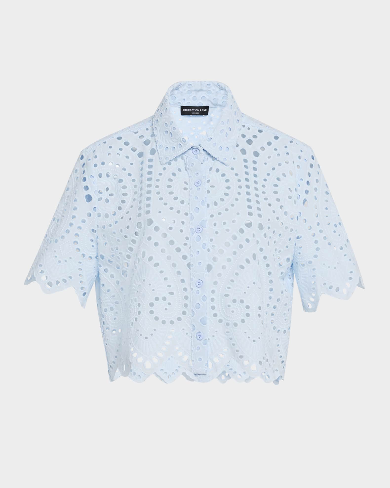 Dubois Cropped Eyelet Shirt 0