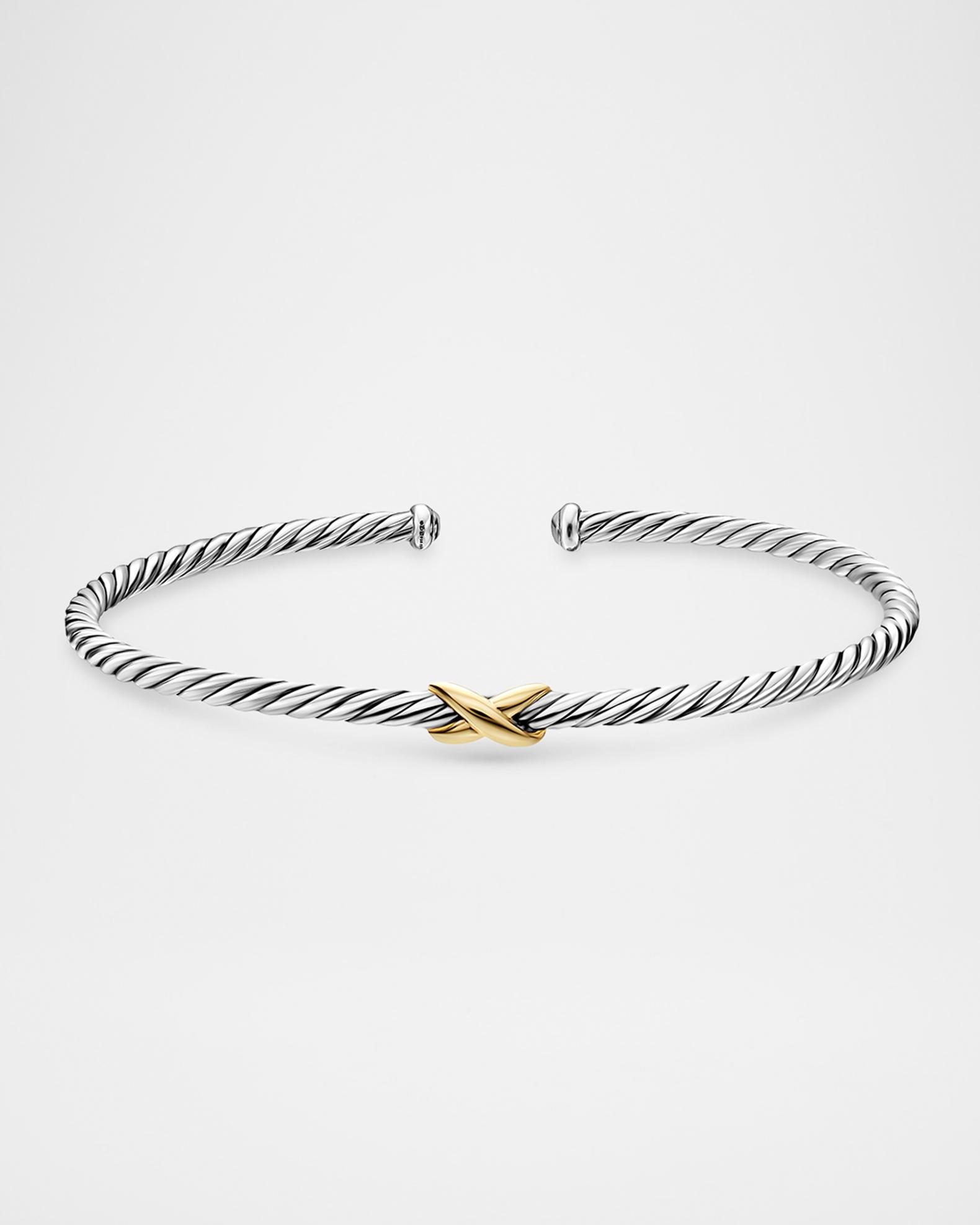 David Yurman Micro Cable Flex X Bracelet in Silver and 14K Gold