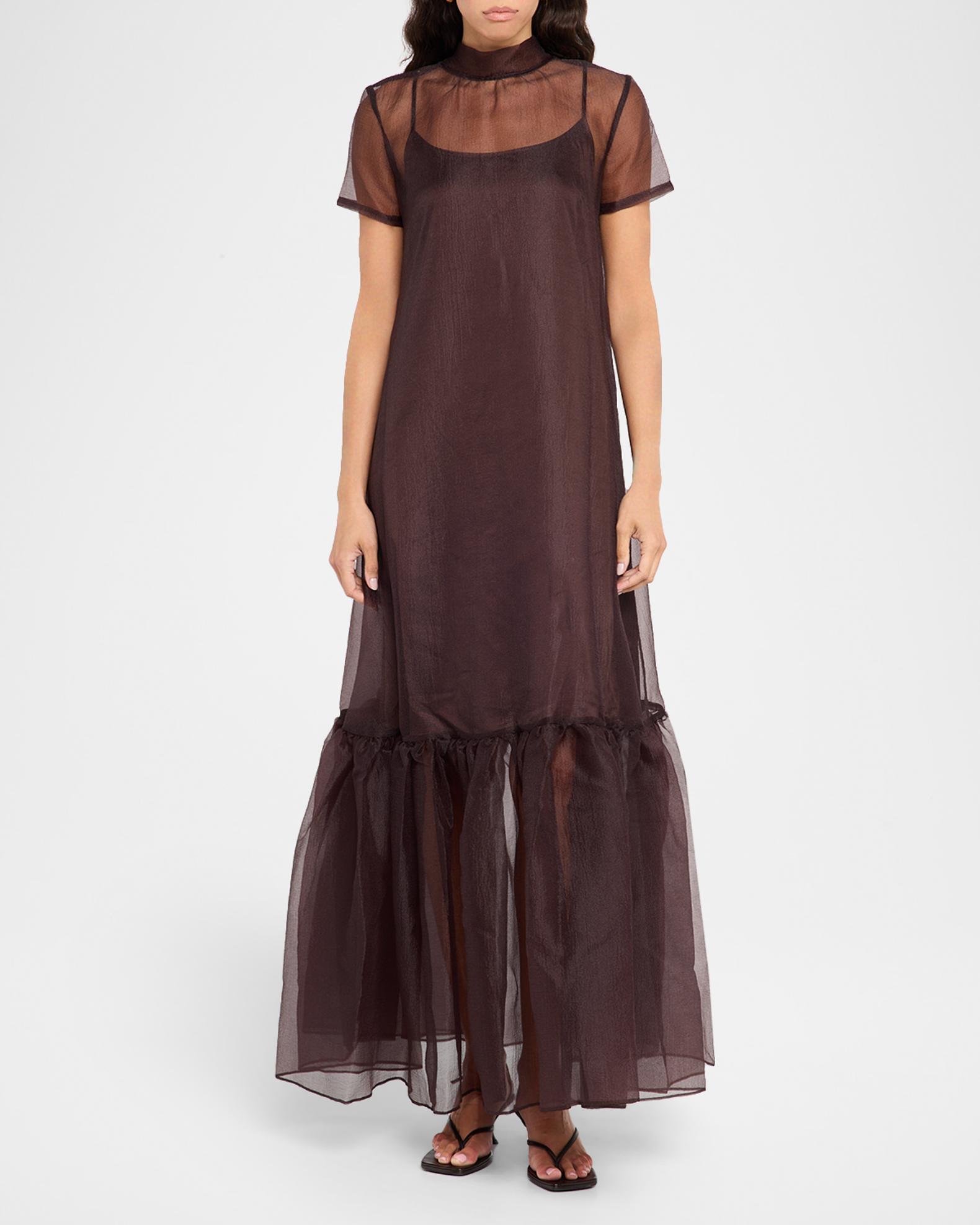 staud organza tiered maxi dress Staud