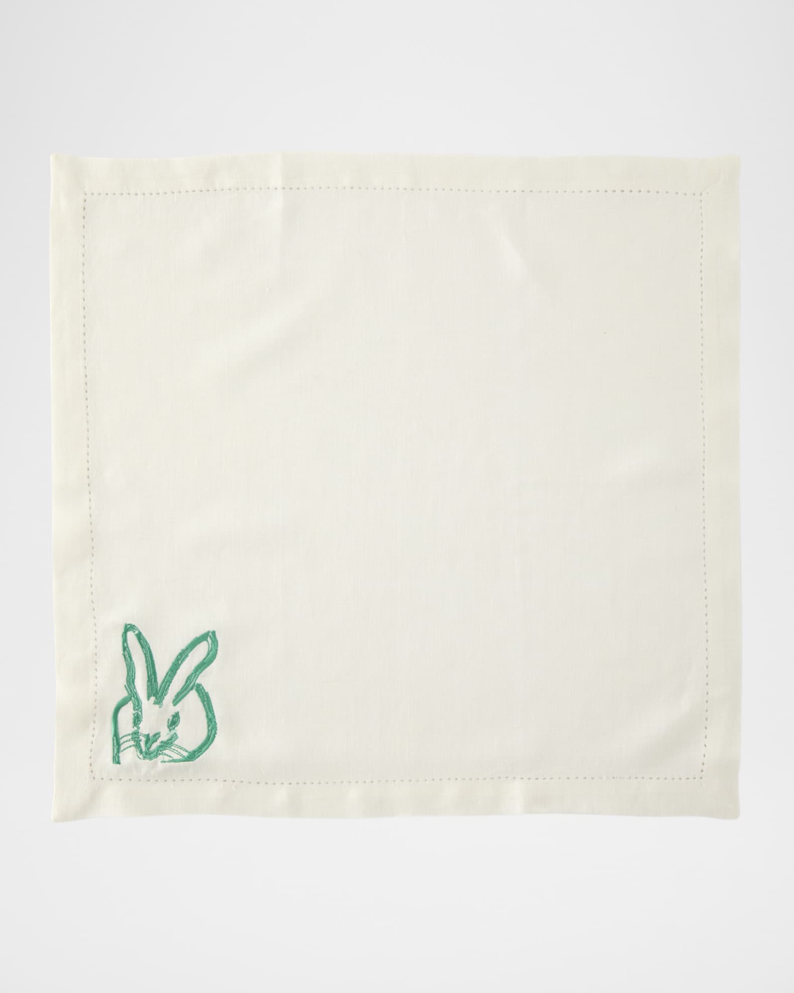 Painted Bunny Embroidered Linen Dinner Napkin 1