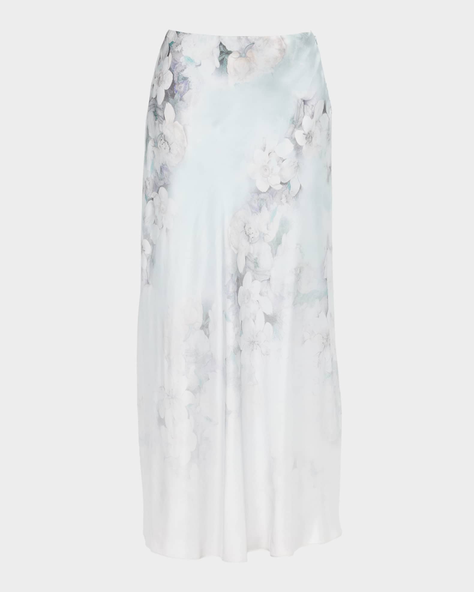 Degrade Print Washed Satin Midi Skirt 0