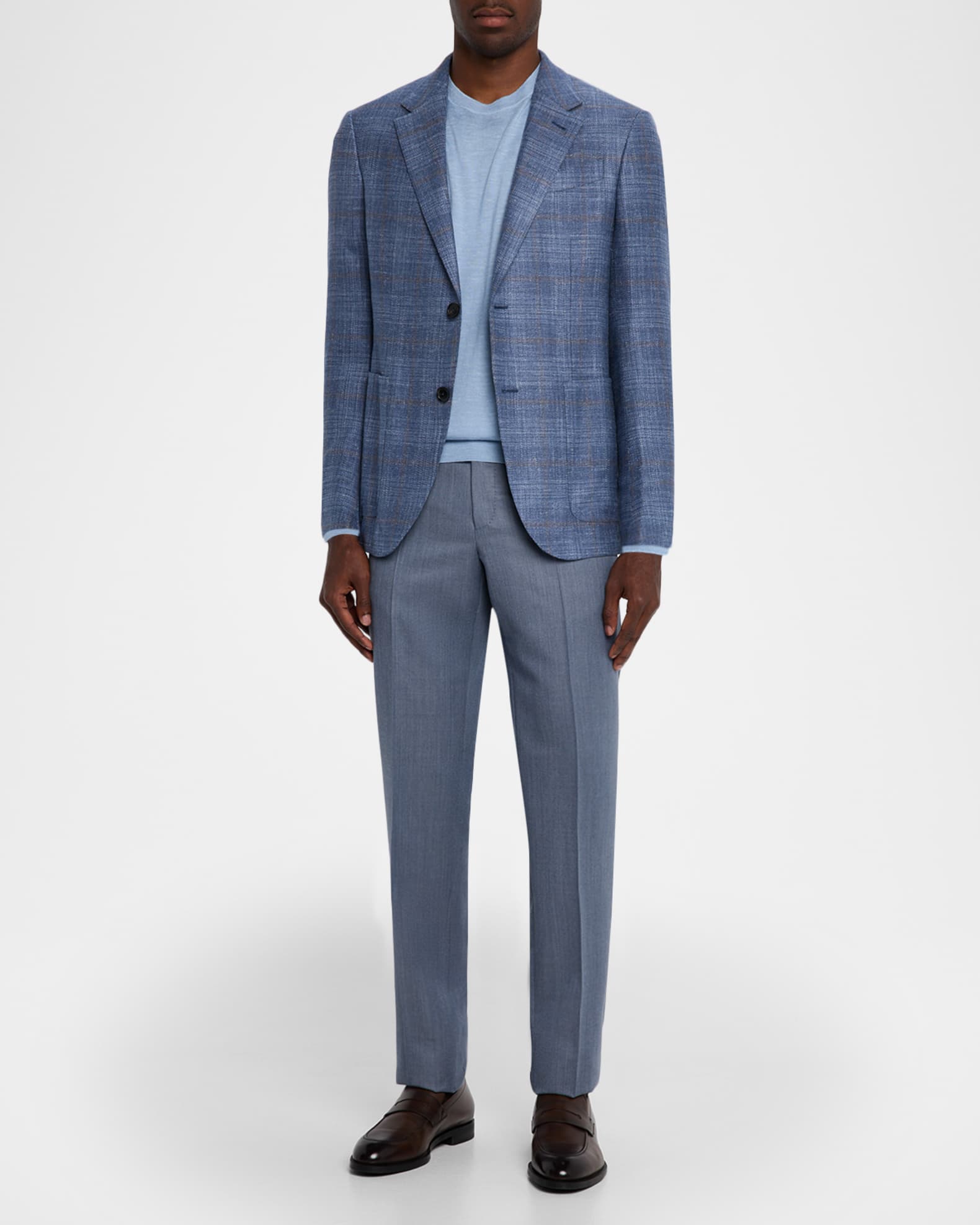 ZEGNA Men's Melange Windowpane Winter Crossover Sport Coat