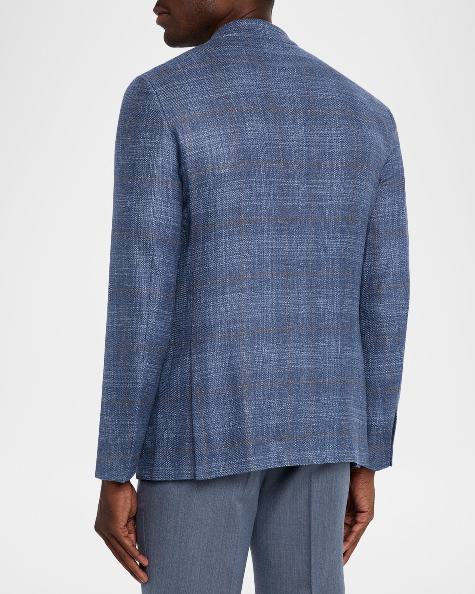 ZEGNA Men's Melange Windowpane Winter Crossover Sport Coat