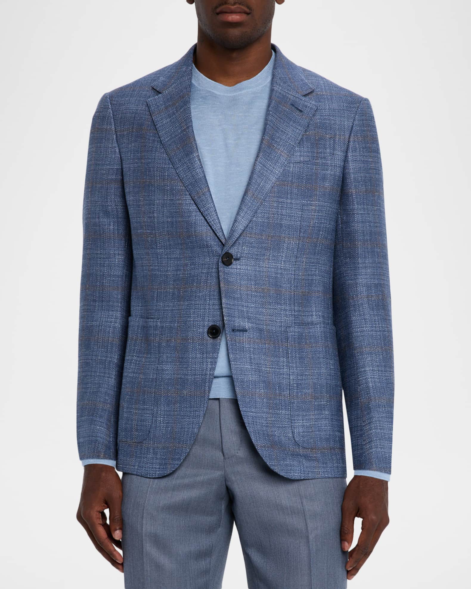ZEGNA Men's Melange Windowpane Winter Crossover Sport Coat