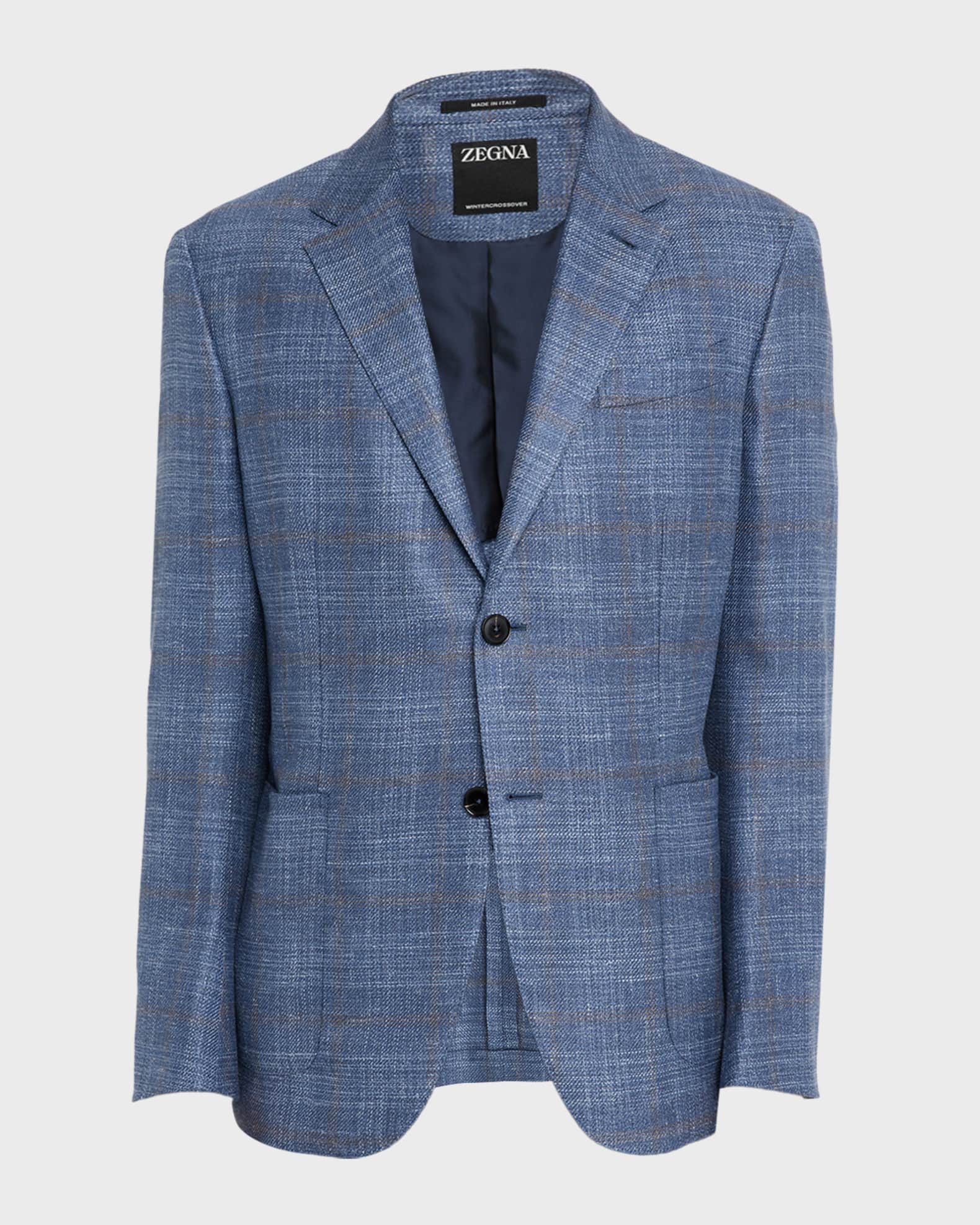 ZEGNA Men's Melange Windowpane Winter Crossover Sport Coat