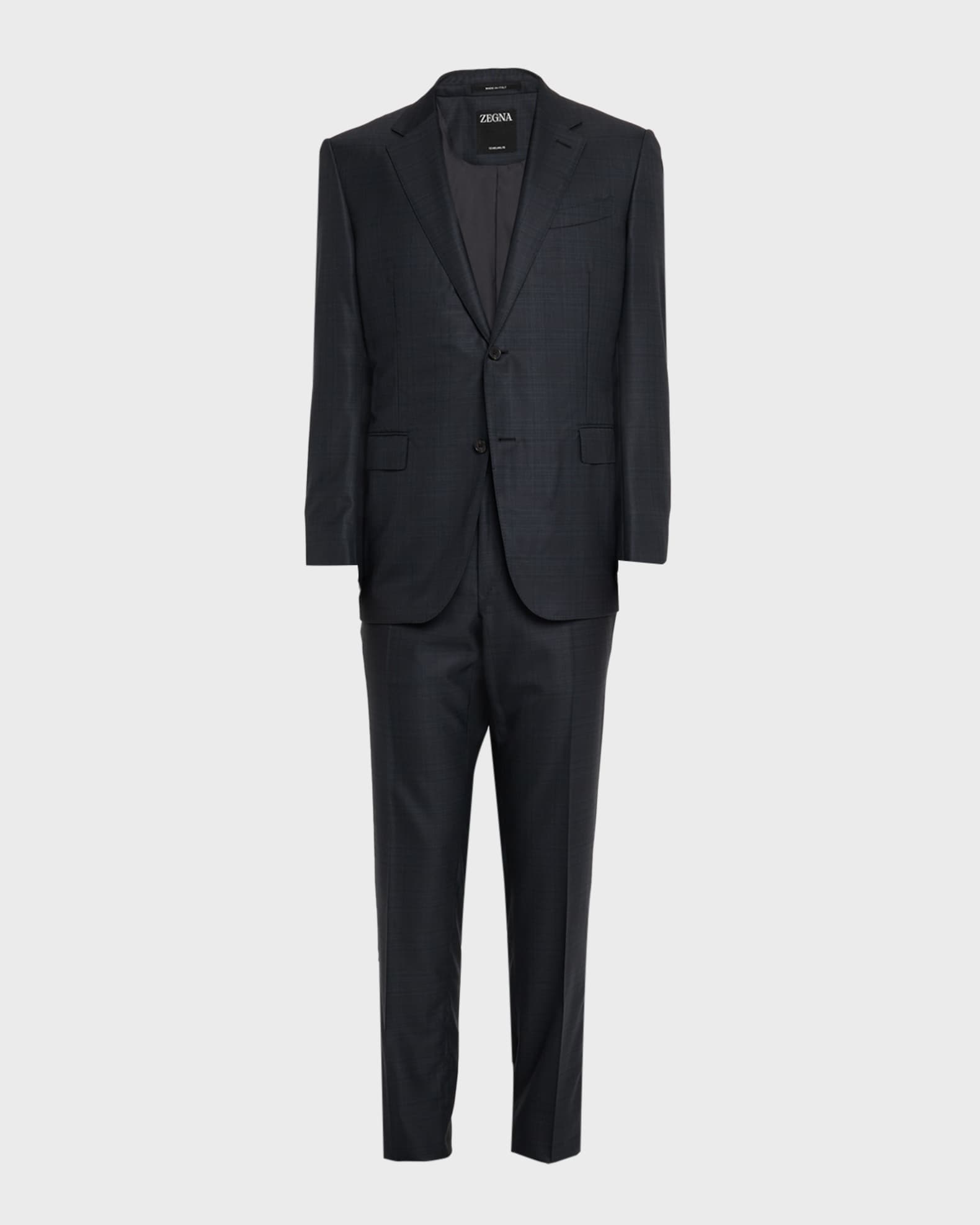 Men's Wool Woven Plaid Two-Piece Suit 0