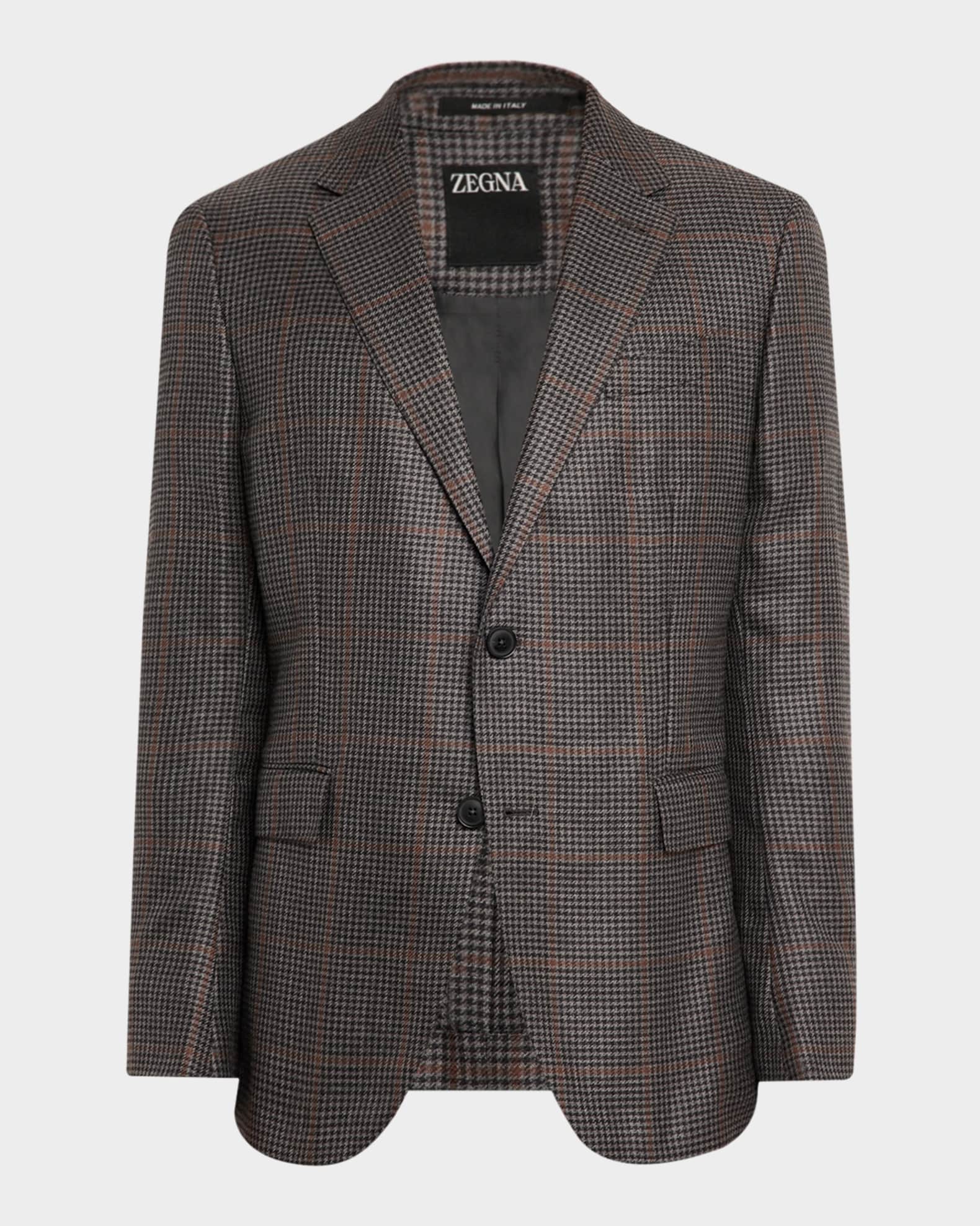 Men's Cashmere and Silk Houndstooth Check Sport Coat 0