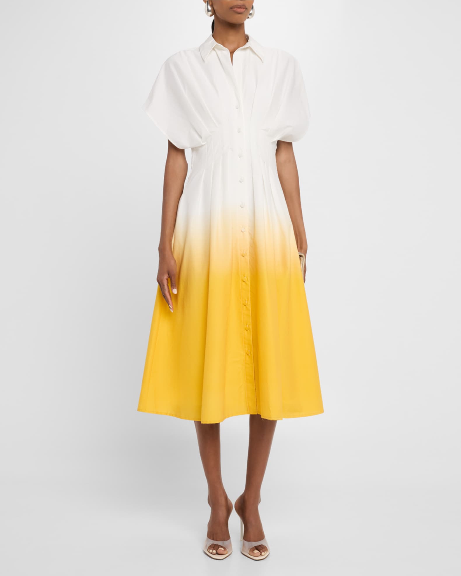Pleated Dip-Dye Midi Shirtdress 1