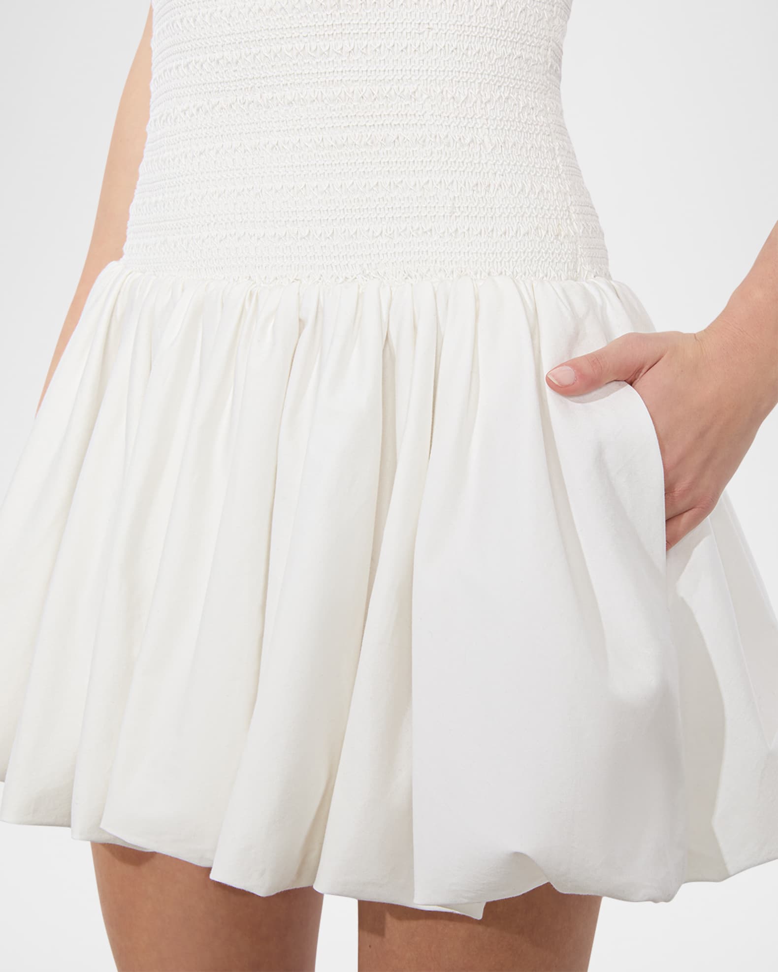 Alice+Olivia■Arden Drop Waist Dress■ドレス Kaidra Square Neck Drop Waist Mini Dress In Natural/white