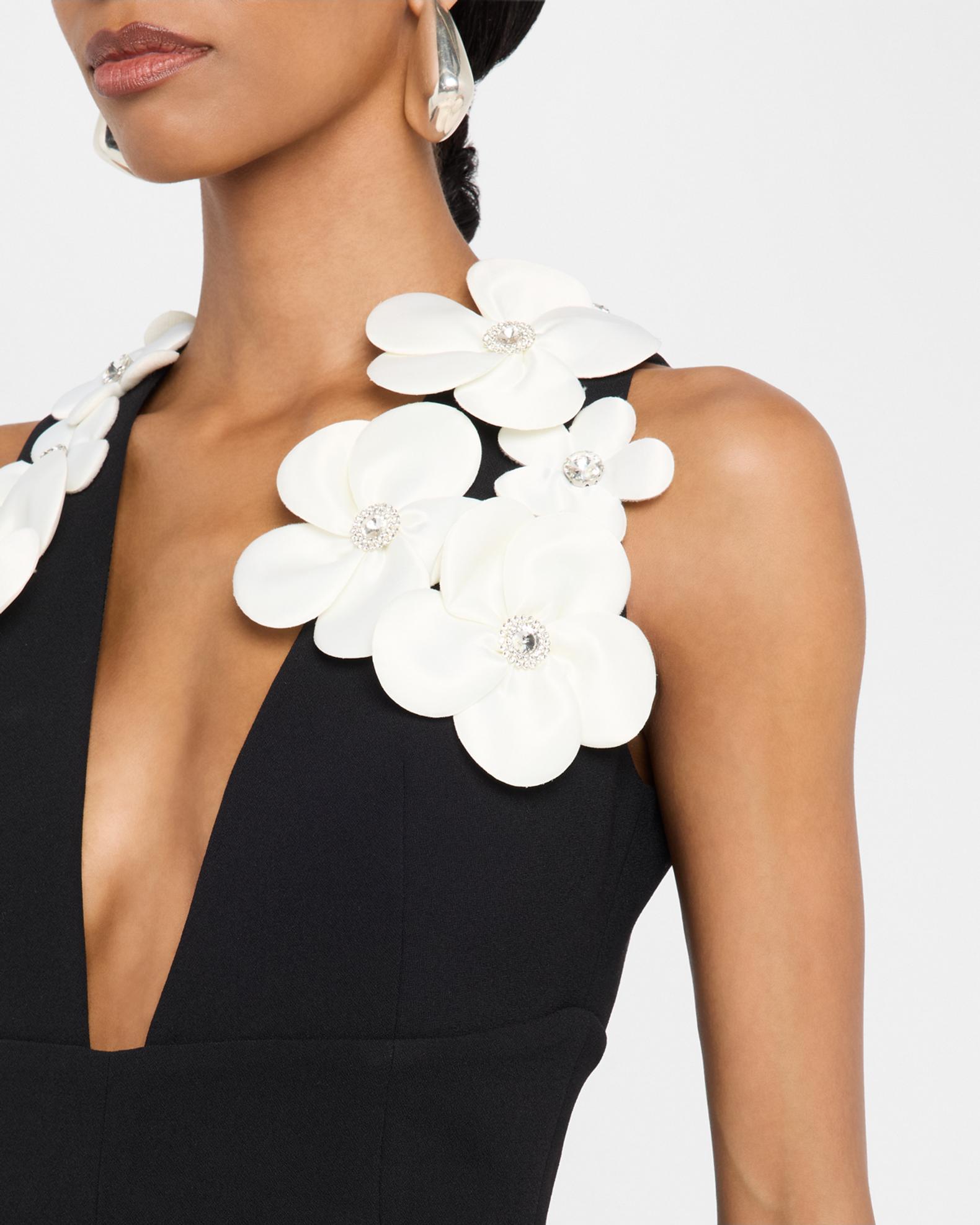 bronx and banco estelle deep v-neck floral applique mini dress Estelle Deep V-Neck Floral Applique Mini Dress