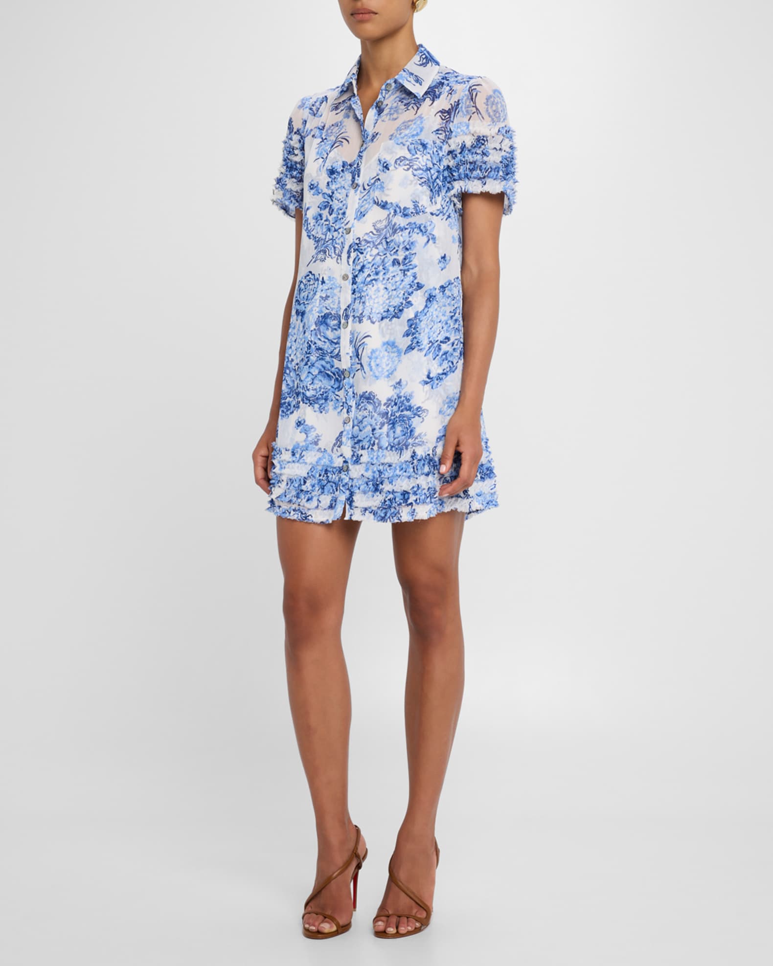 Galea Button-Front Costal Bouquet Mini Dress 1
