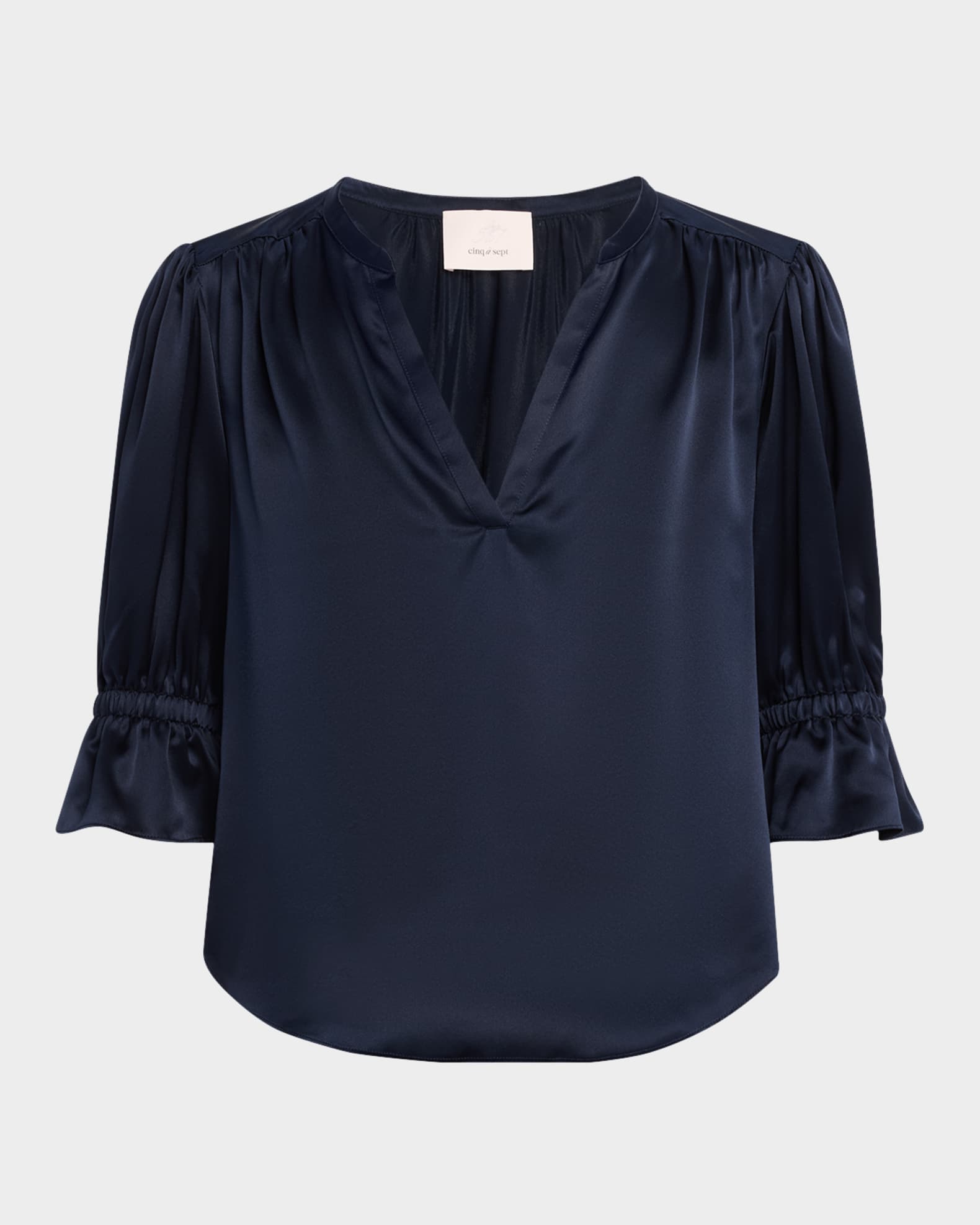 Fiona Silk Split-Neck Top 0
