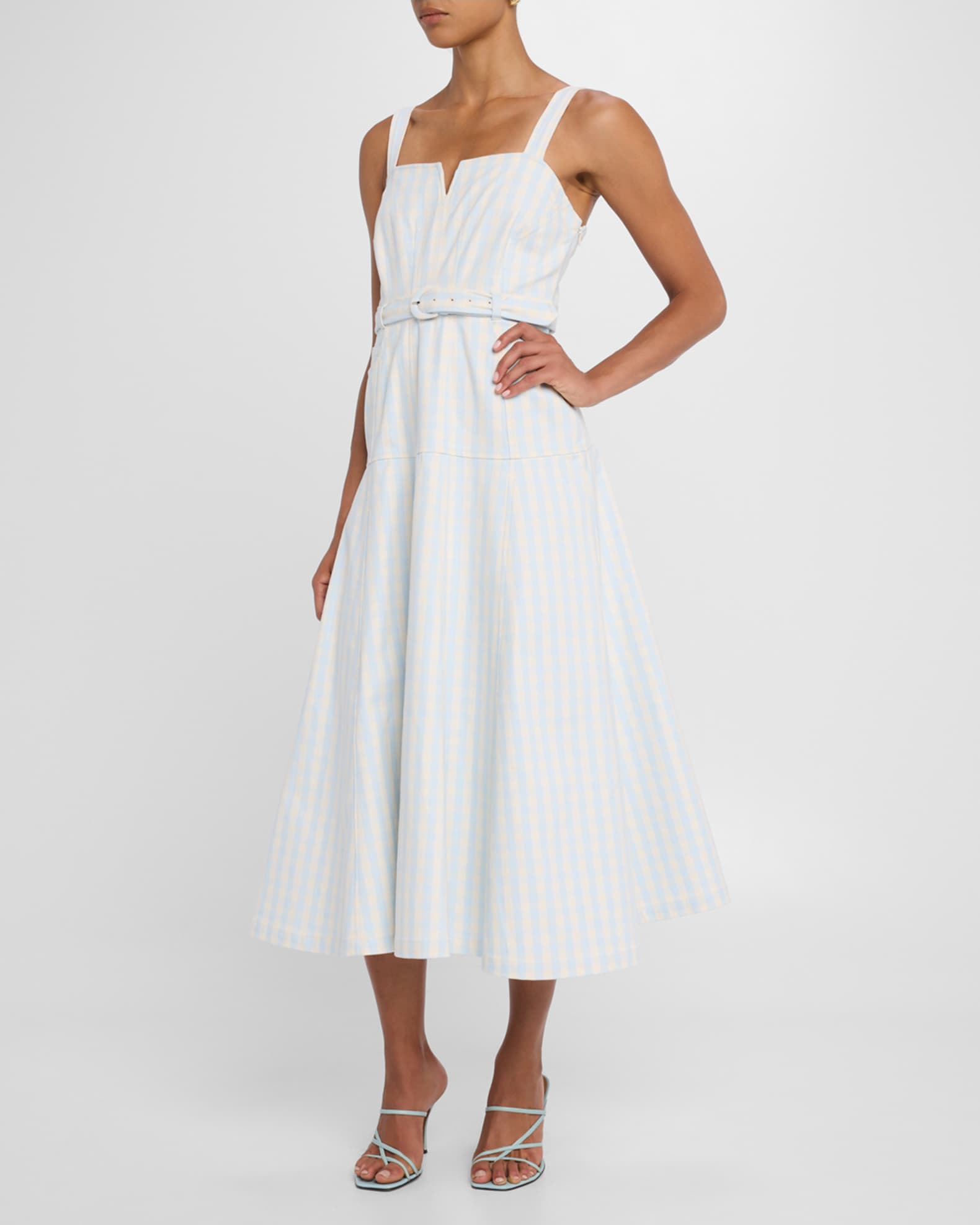 Tina Gingham Denim Midi Dress 1