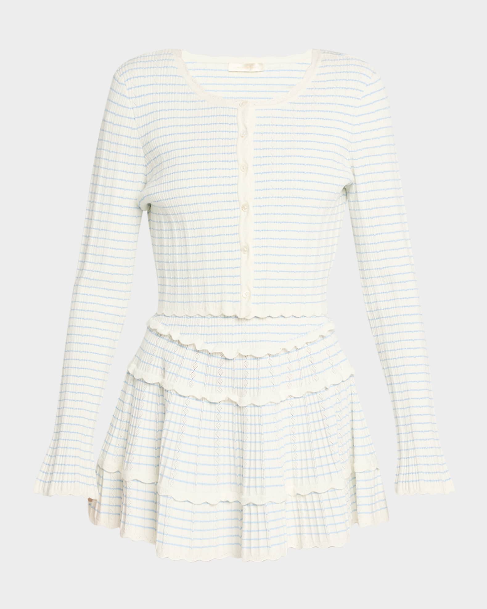 LoveShackFancy Media Striped Stretch Pointelle Cropped Cardigan