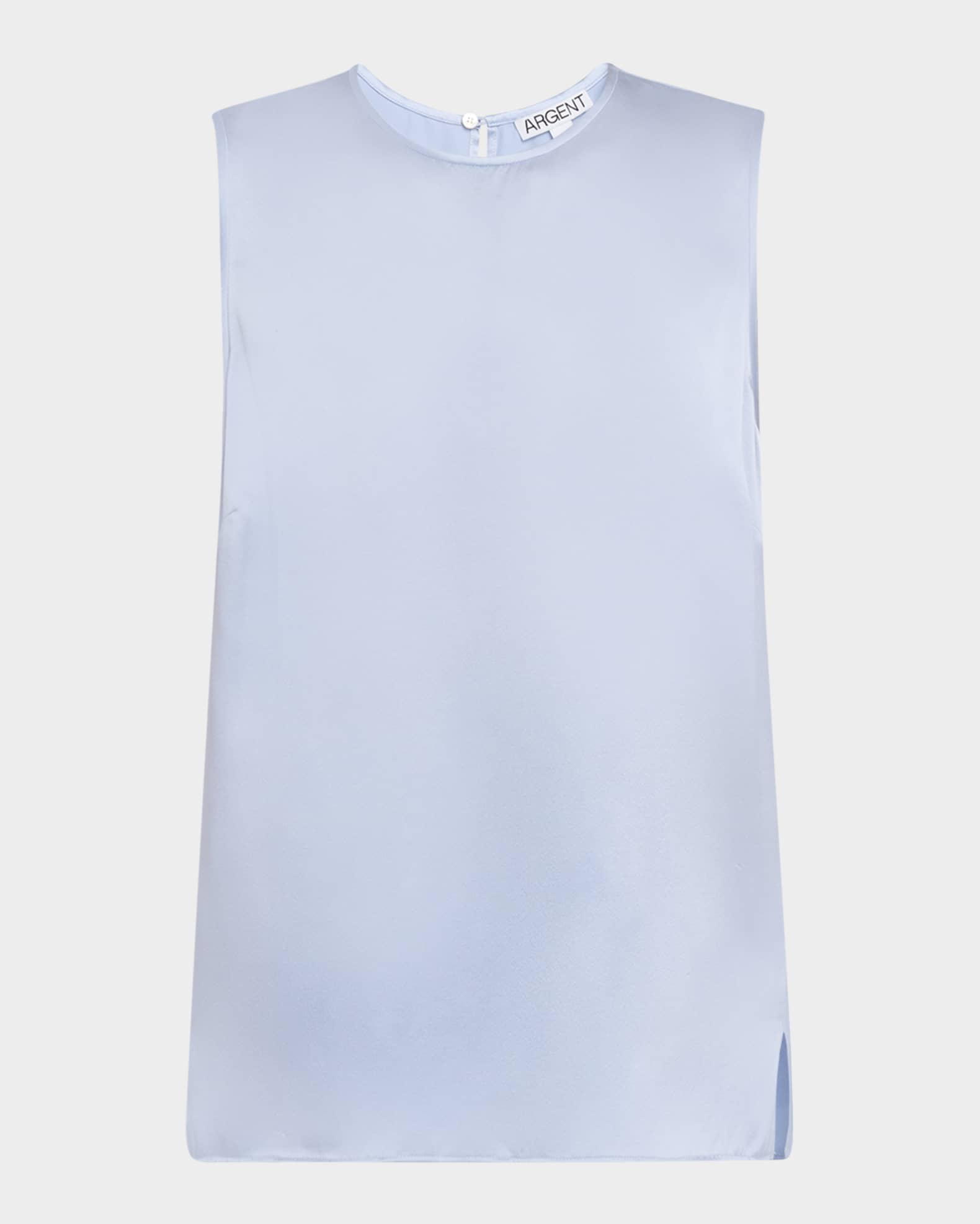 Crewneck Shiny Silk Charmeuse Tank 0