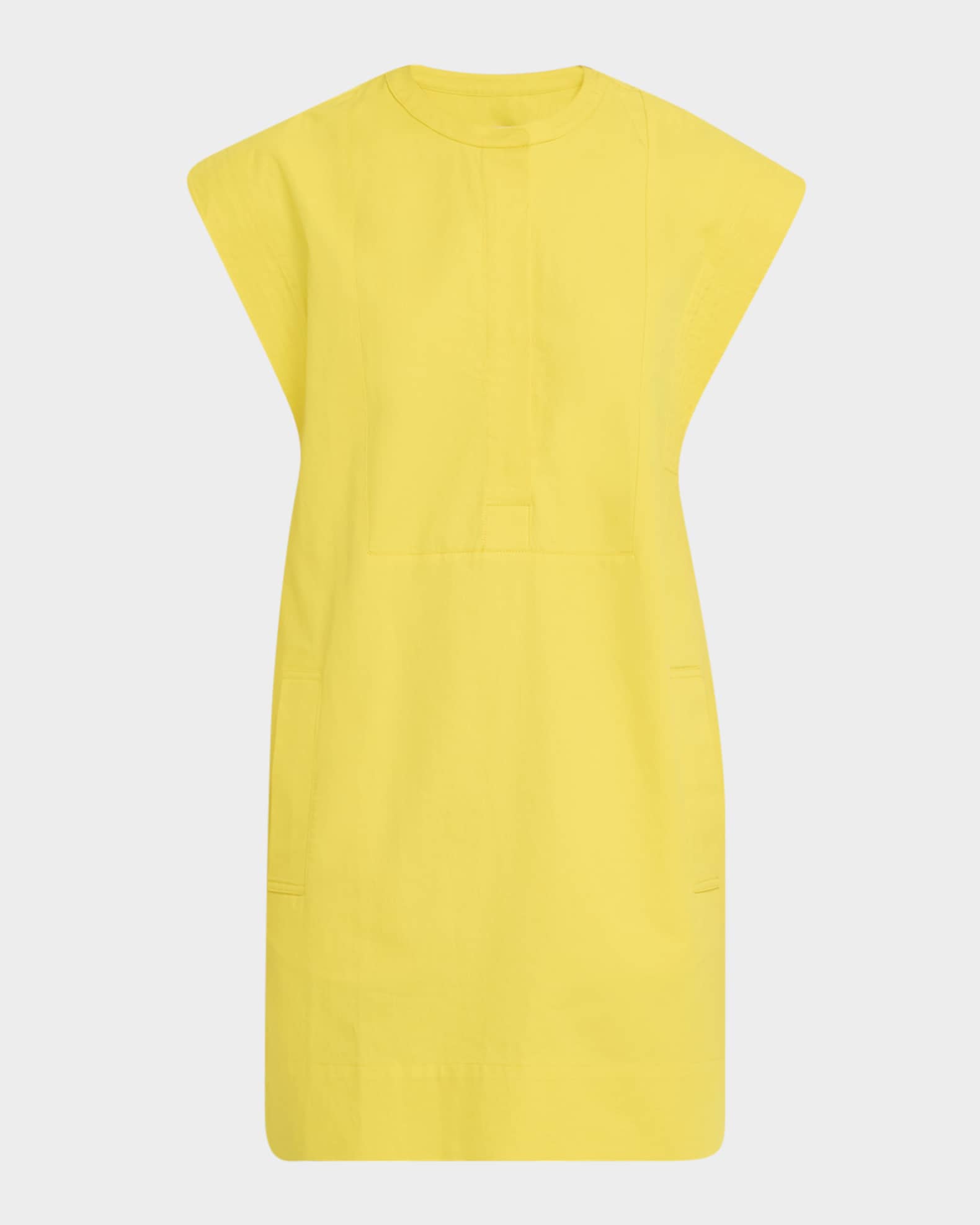 Structured Cap-Sleeve Cotton Twill Mini Dress 0