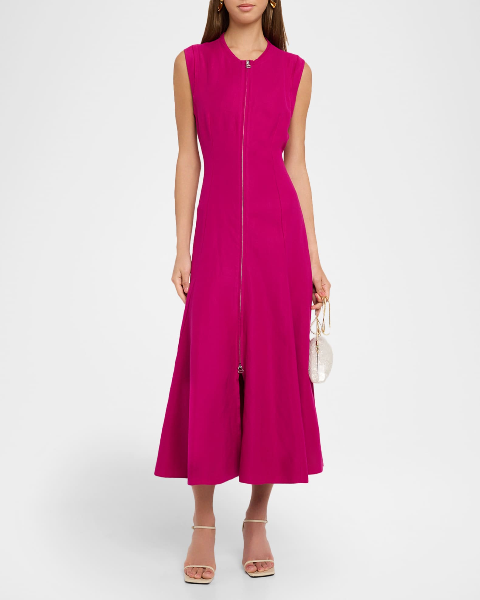 Cornelia Viscose-Linen Twill Midi Dress 1