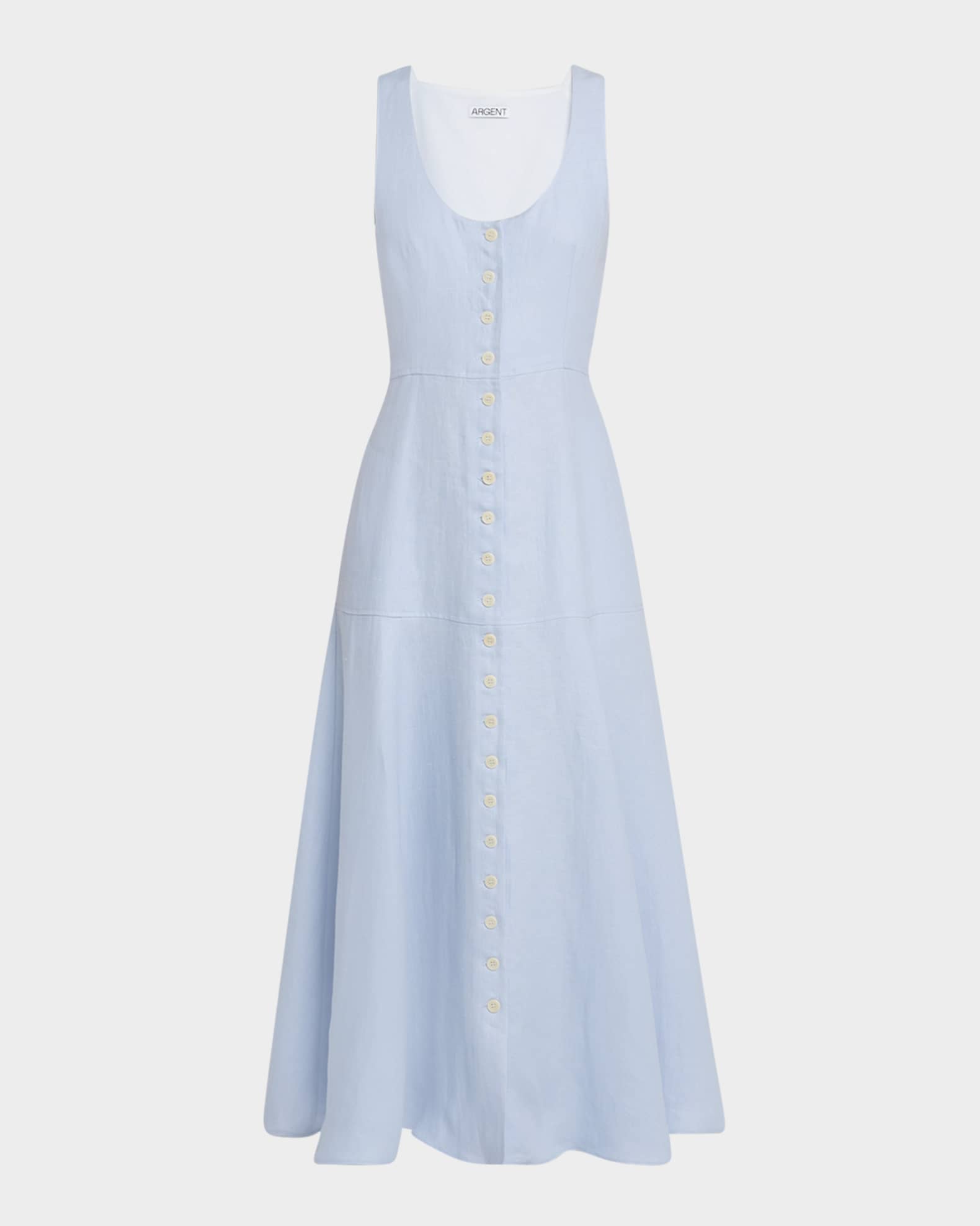 Marcy Sleeveless Linen Twill Midi Dress 0