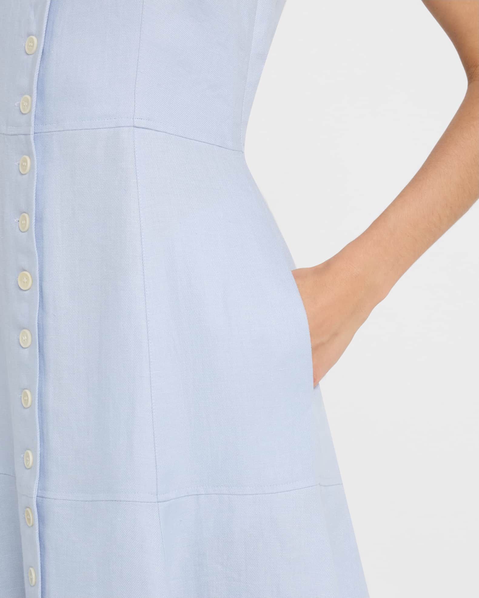ARGENT Marcy Sleeveless Linen Twill Midi Dress | Neiman Marcus
