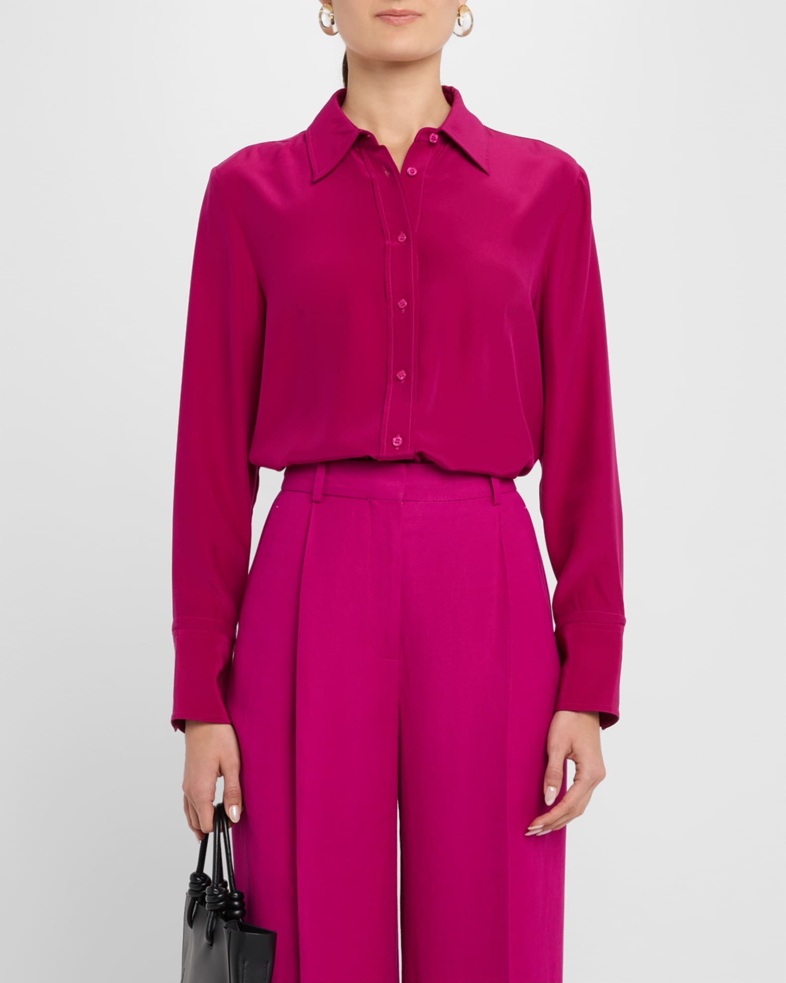 Anya Silk Charmeuse Ruched Shirt