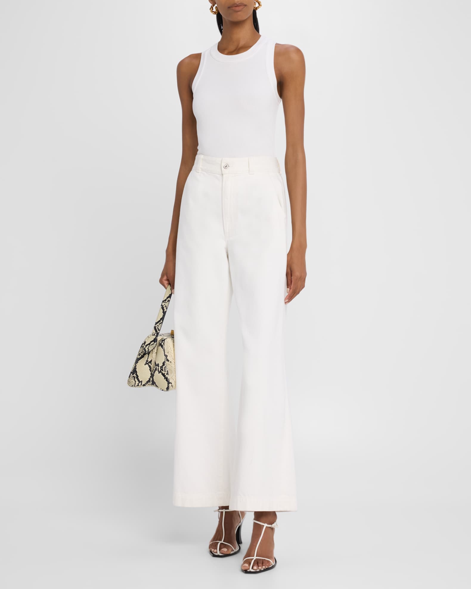 Beverly High-Rise Wide-Leg Cotton Trousers 1