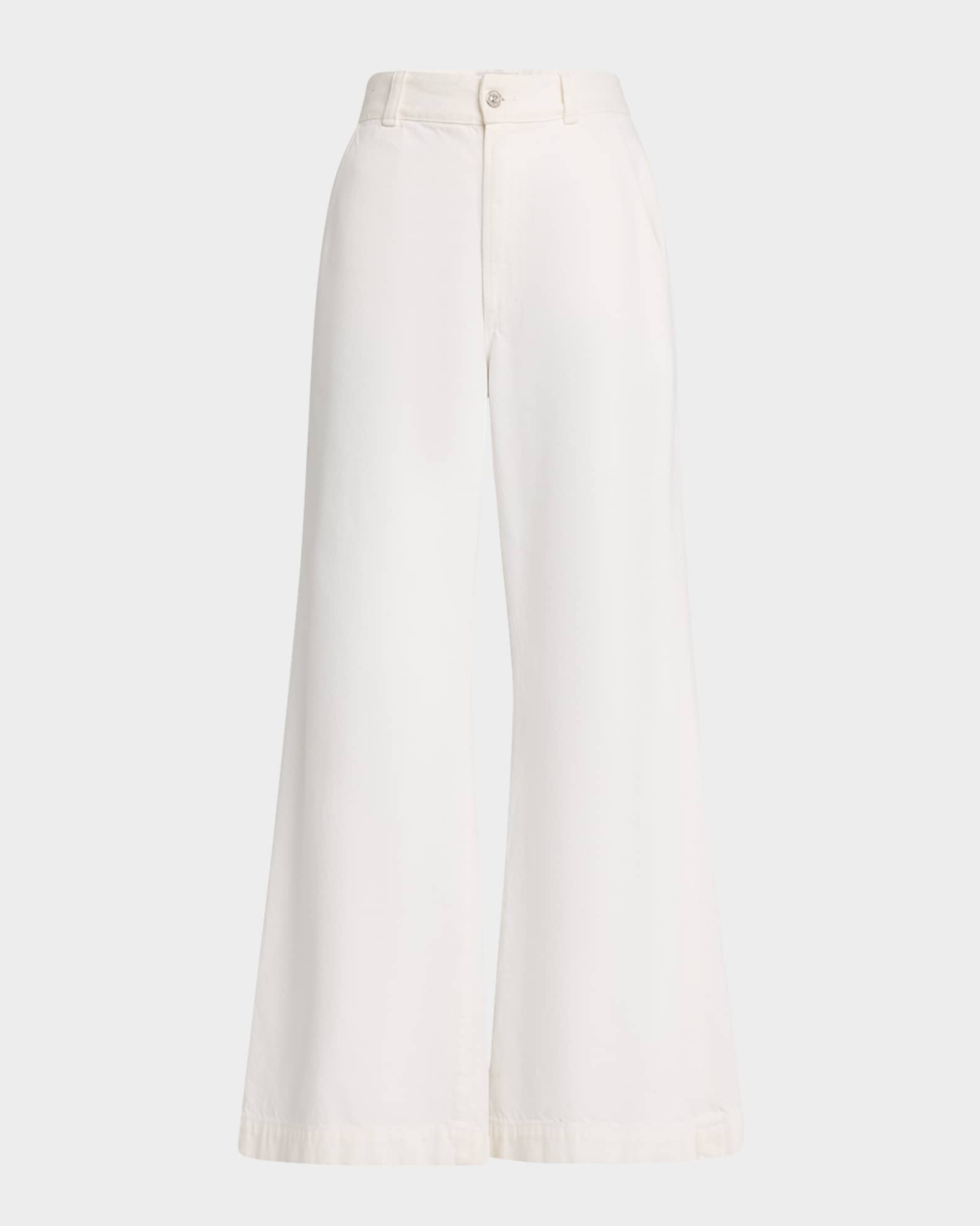Beverly High-Rise Wide-Leg Cotton Trousers 0
