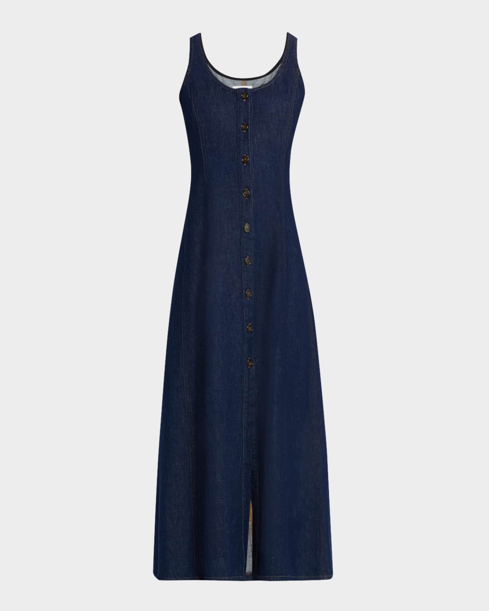 Farrow Sleeveless Cotton Denim Midi Dress 0