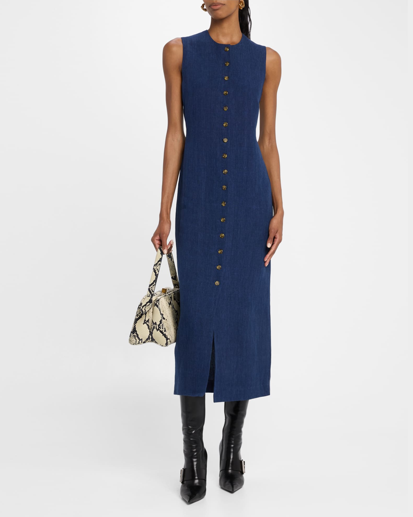 Good Work by Argent x Citizens of Humanity Sleeveless Button-Down Linen  Midi Dress | Neiman Marcus