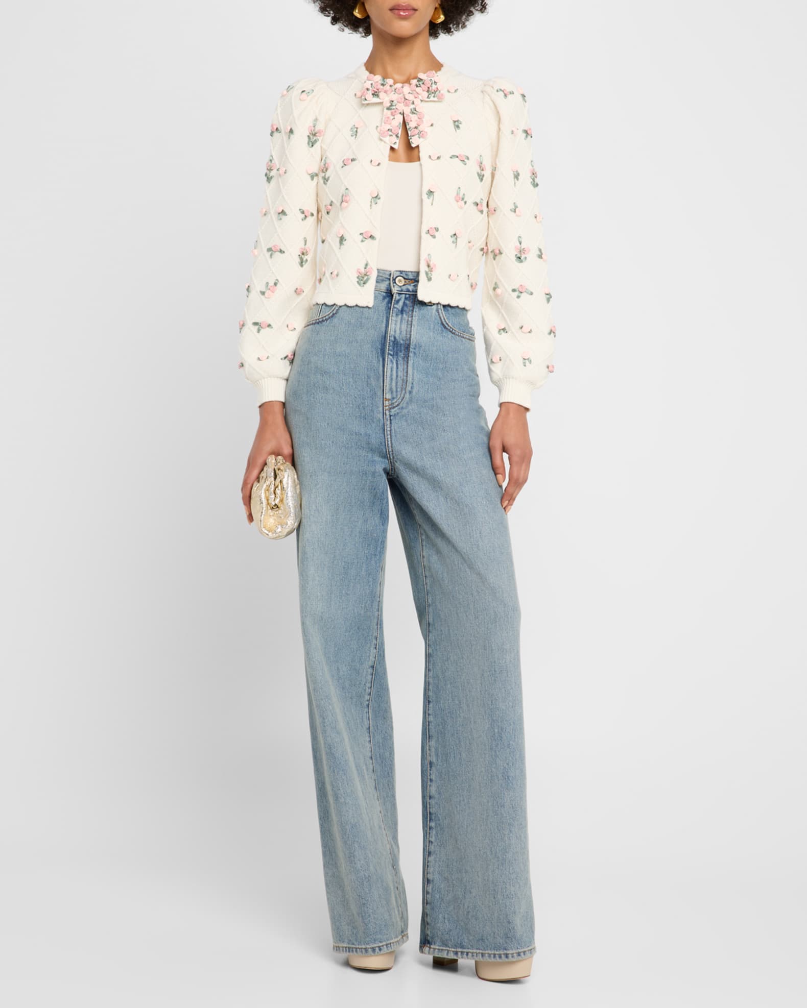 Kitty Floral Puff-Sleeve Cardigan 1