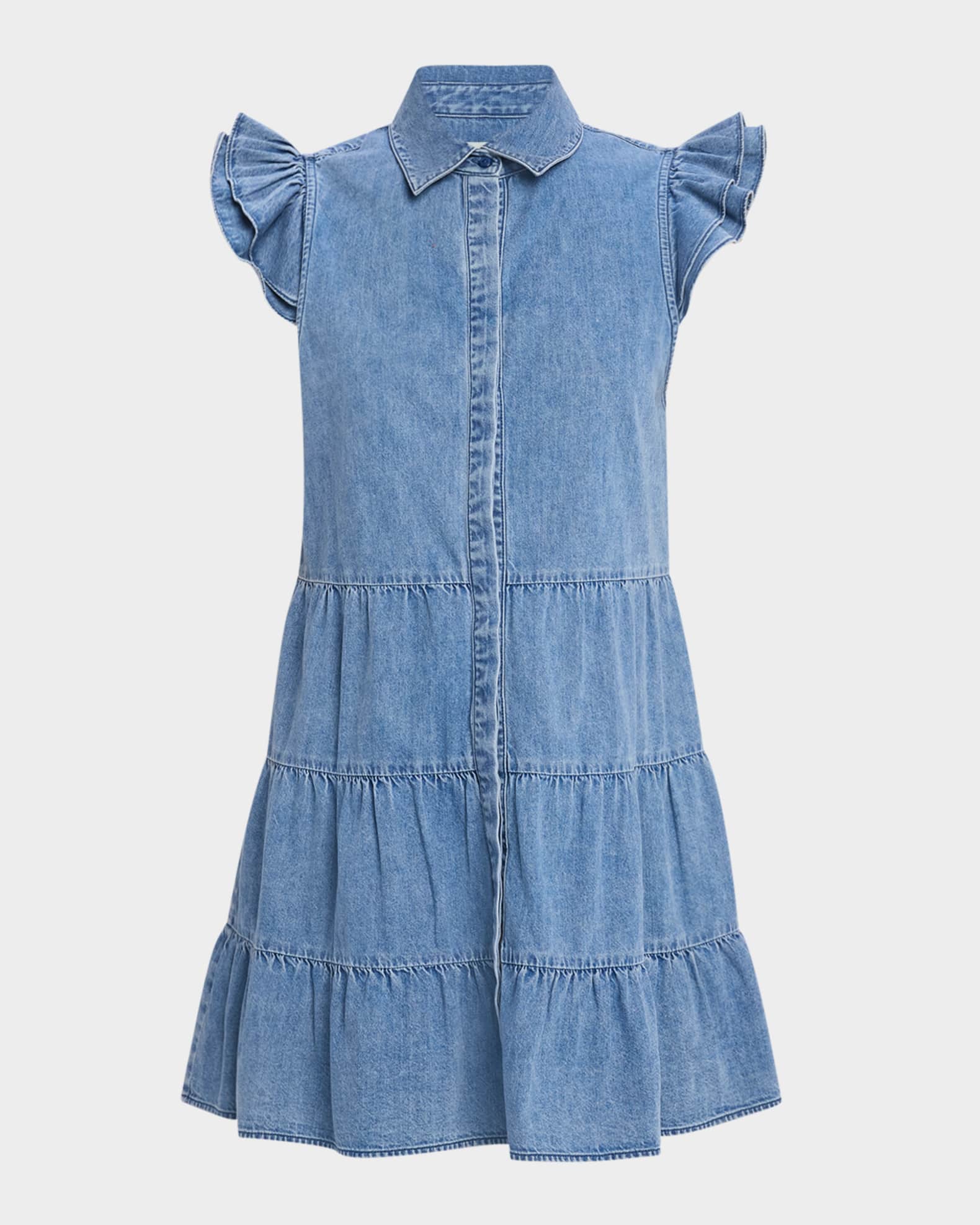 Jem Denim Tiered Mini Dress 0
