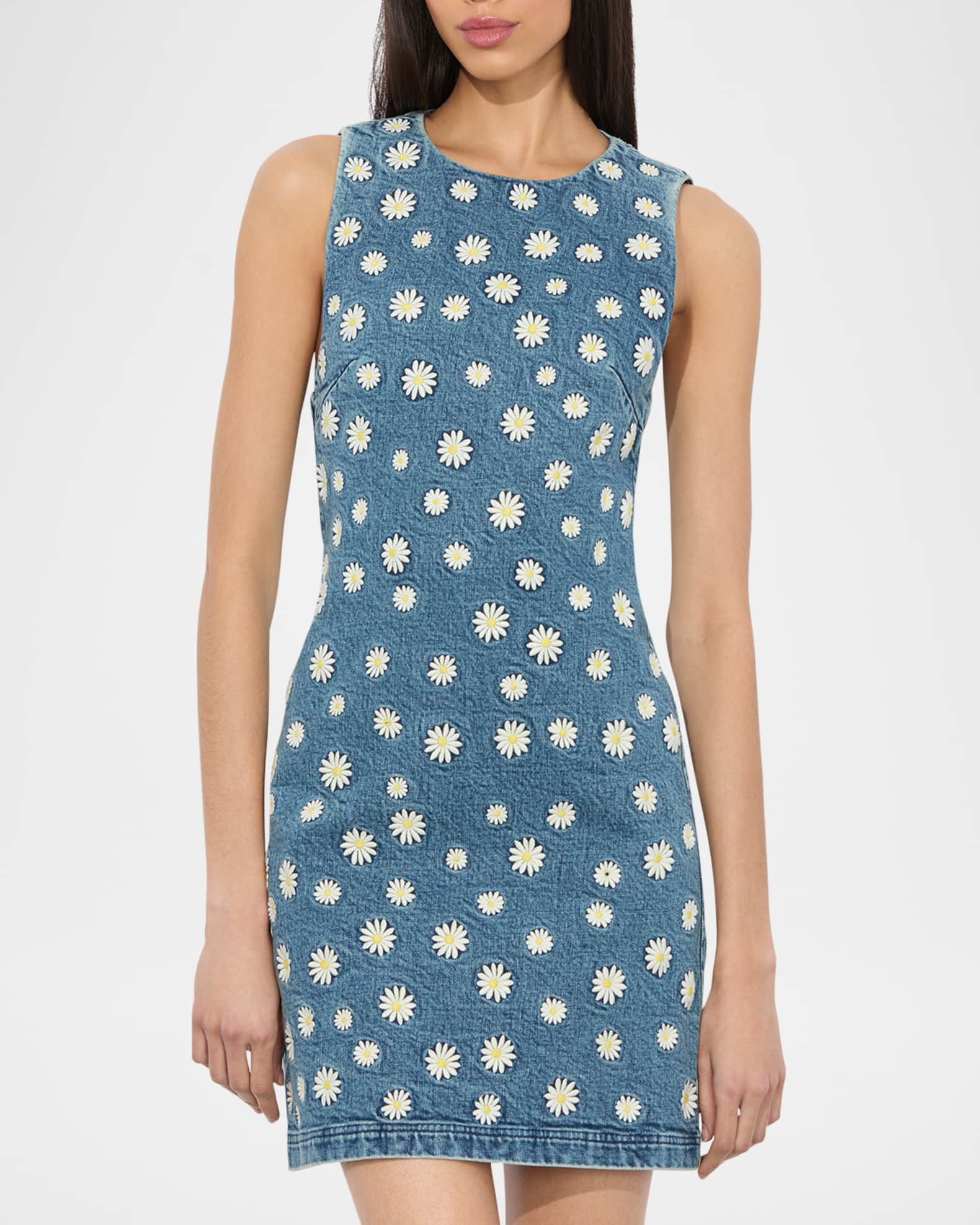 【Alice+Olivia】Wynell 花柄刺繍 デニム ミニドレス ワンピース Alice + Olivia Wynell Embroidered Denim Mini Dress | Neiman