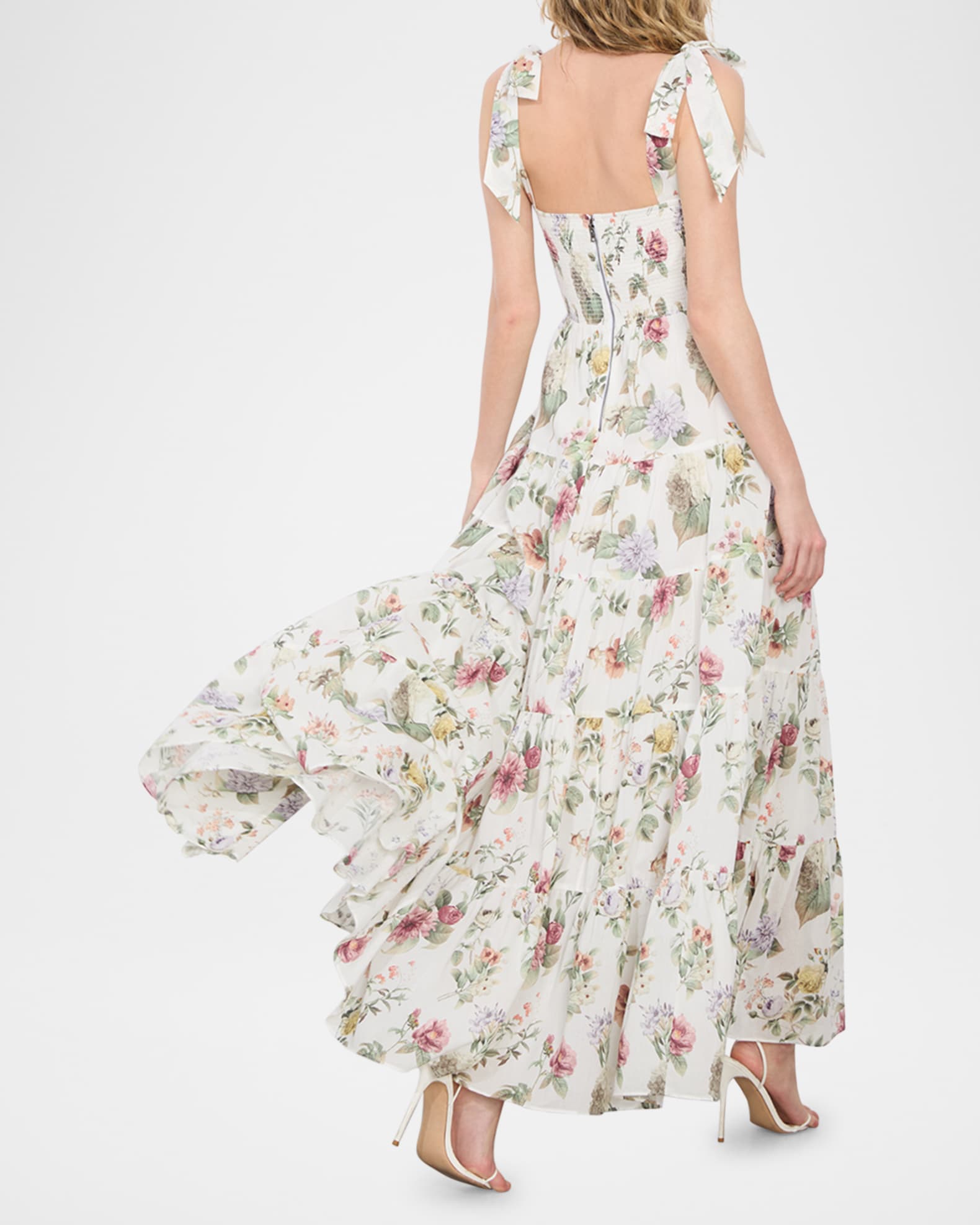 Alice + Olivia Sweet Nothings Monnie Tie-Strap Tiered Maxi