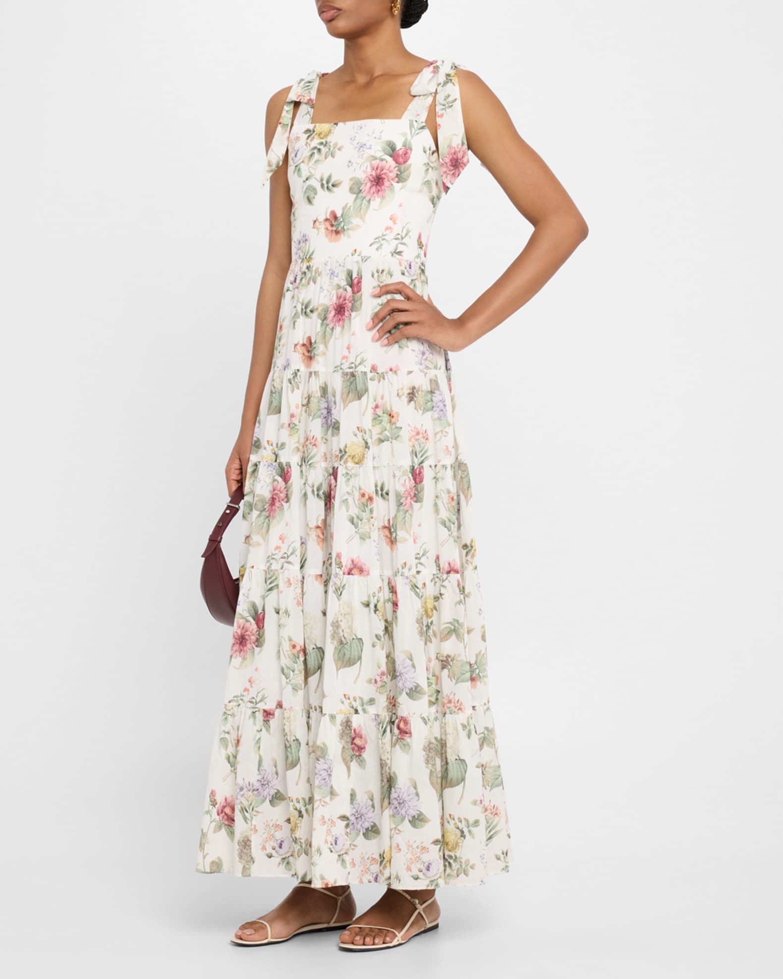 【Alice+Olivia】モニー フローラル タイストラップ ドレス Alice + Olivia Sweet Nothings Monnie Tie-Strap Tiered Maxi