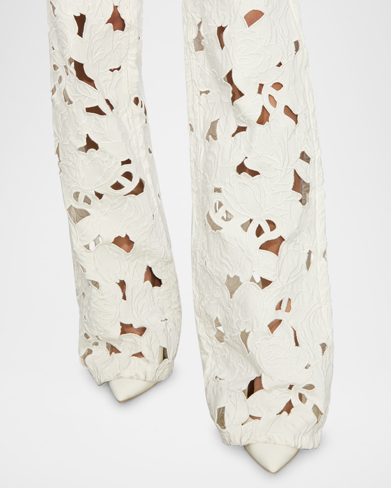 Alice + Olivia Weezy High-Rise Embroidered Eyelet Jeans