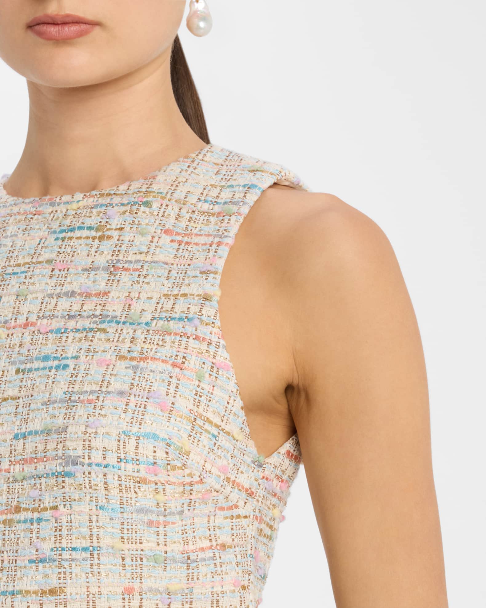 【Alice+Olivia】CLYDE ツイード ノースリーブ Aライン ドレス Alice + Olivia Clyde Tweed A-Line Shift Dress | Neiman Marcus