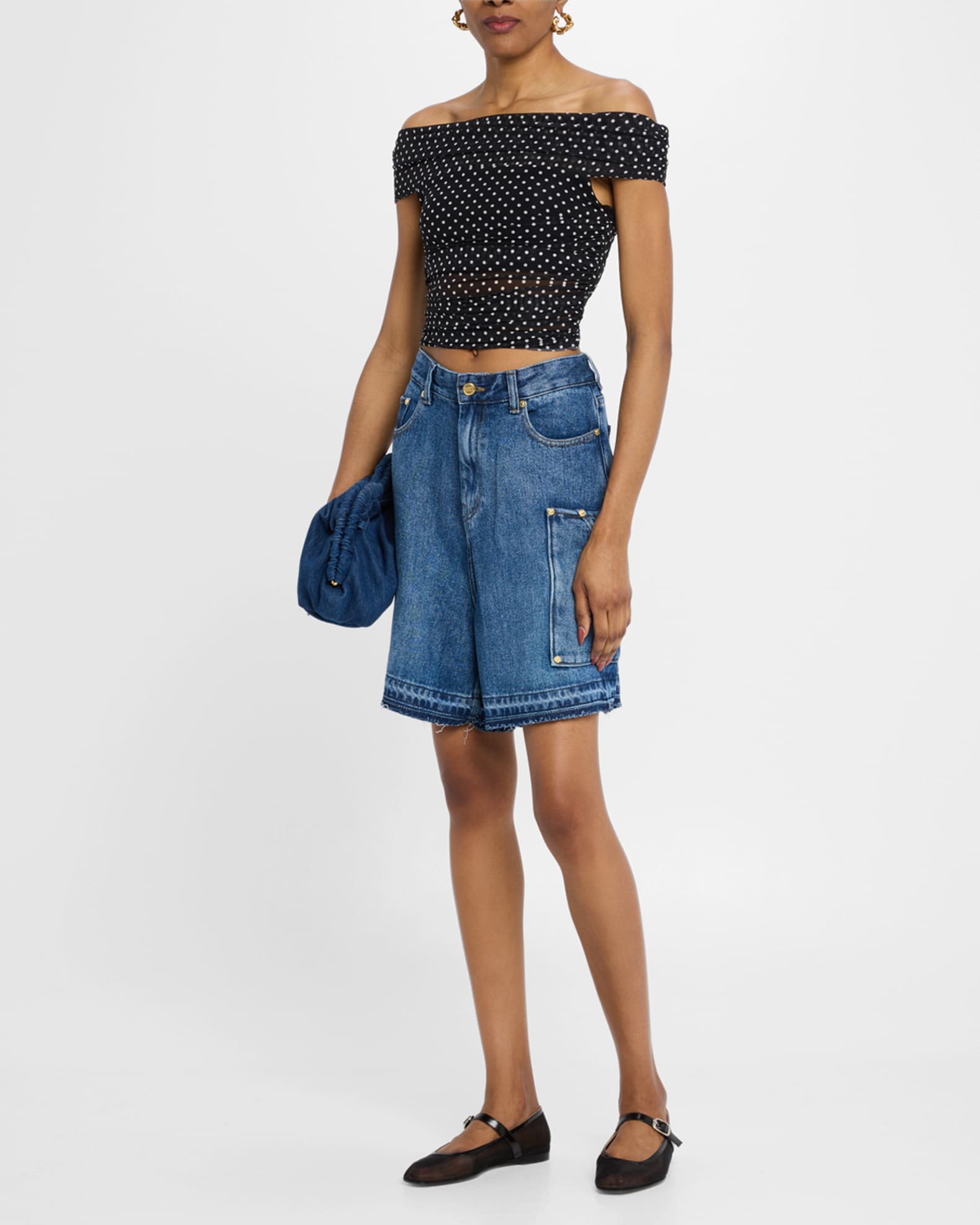 Isadola Folded Off-Shoulder Ruched Top 1