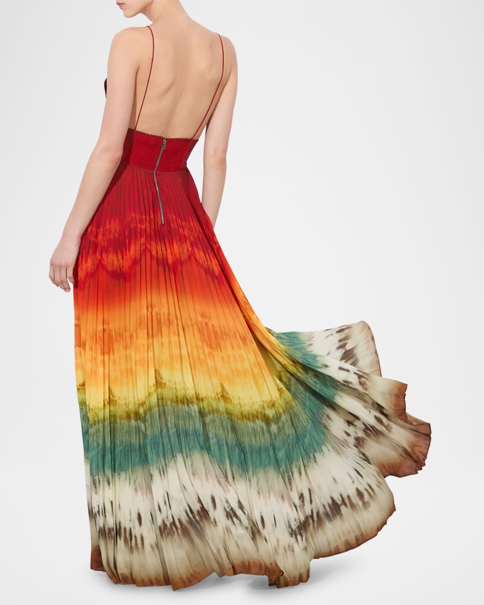 【Alice+Olivia】LAUREN タイダイ染め プリーツ マキシドレス Lauren Pleated Maxi Dress In Crystal Tie Dye | Alice + Olivia