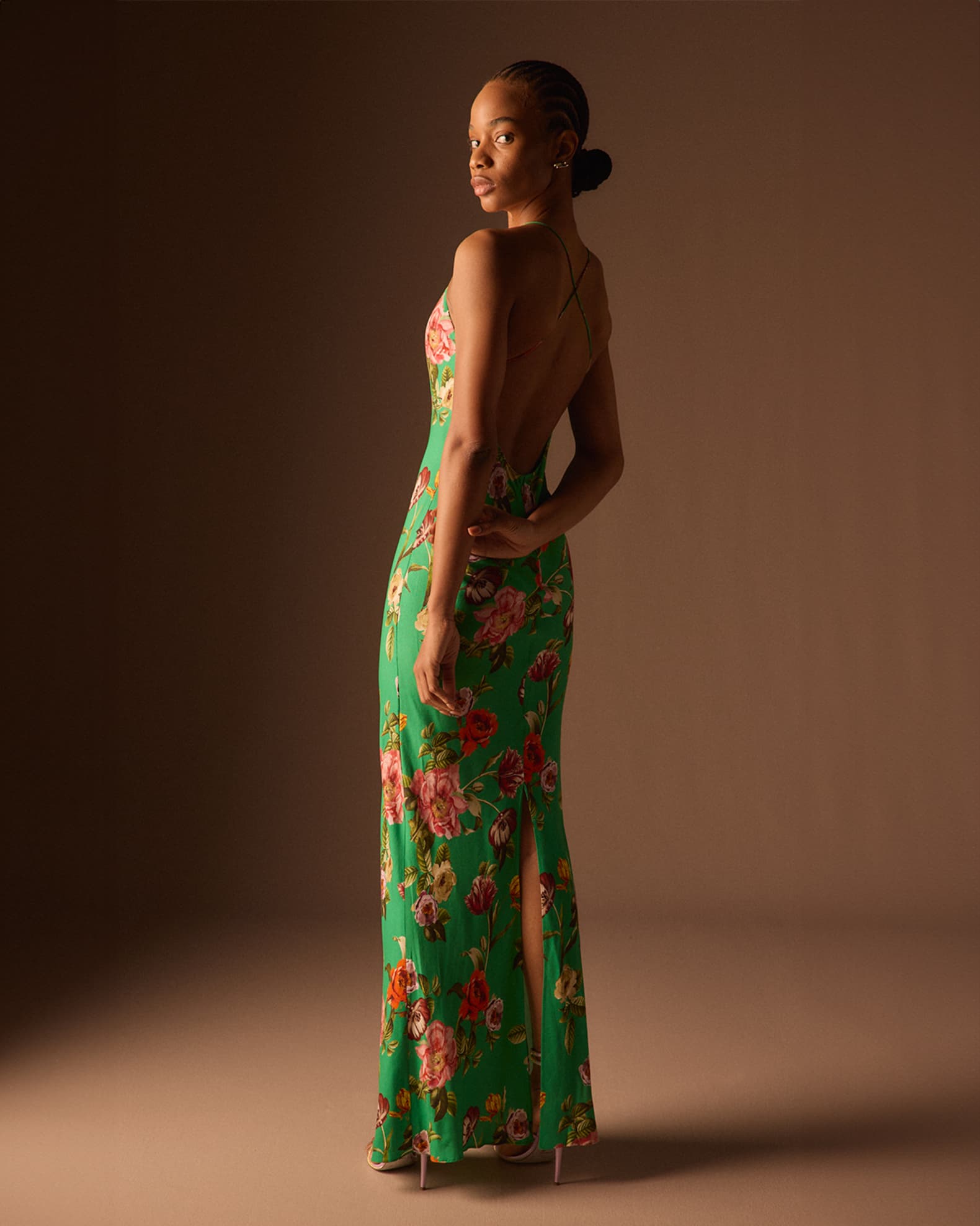ALICE + OLIVIA Hampton Floral Loma V-Neck Maxi Slip Dress | Neiman