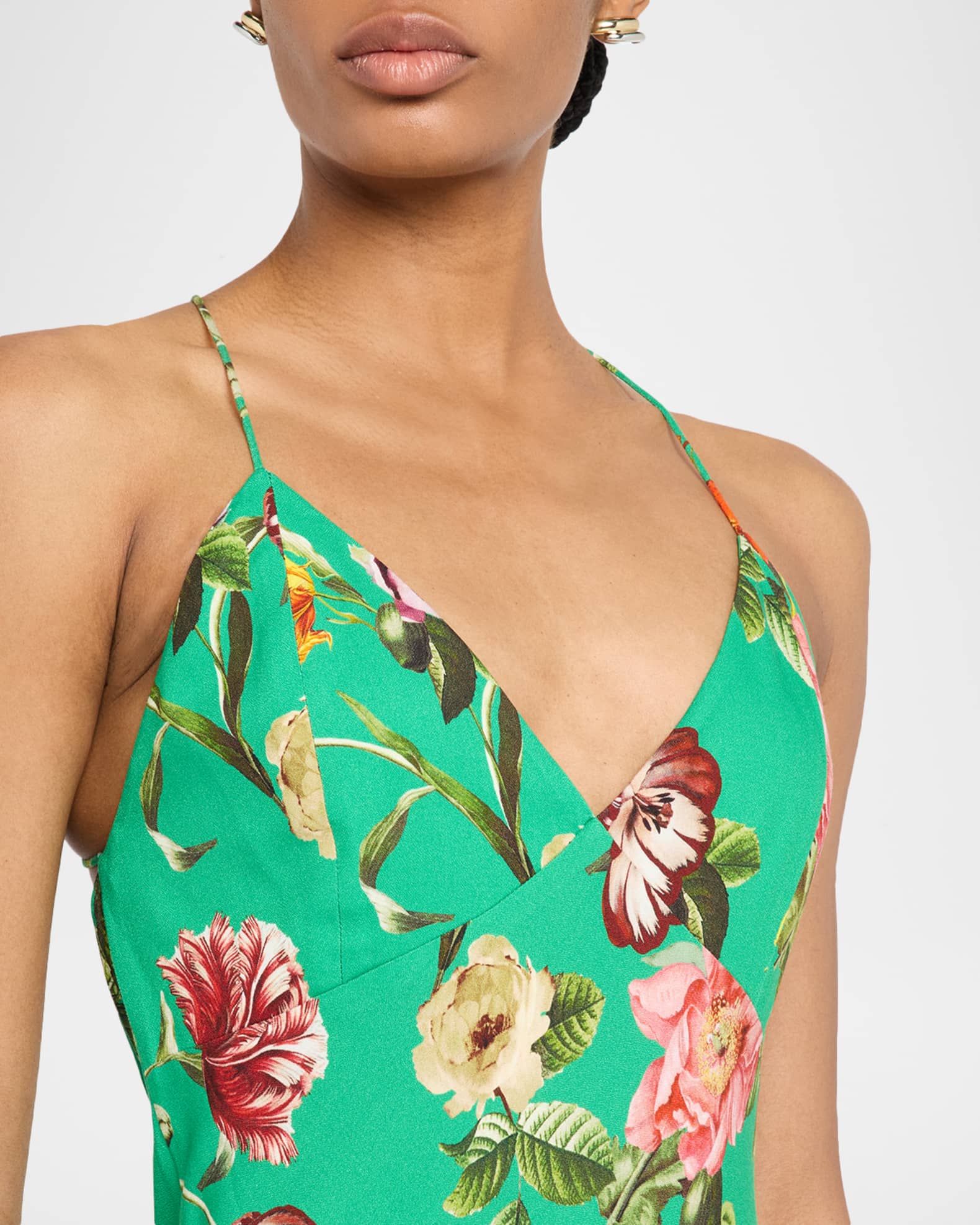 グランド牧場 セレクトセール Alice + Olivia Hampton Floral Loma V-Neck Maxi Slip Dress Tシャツ(半袖/袖なし)