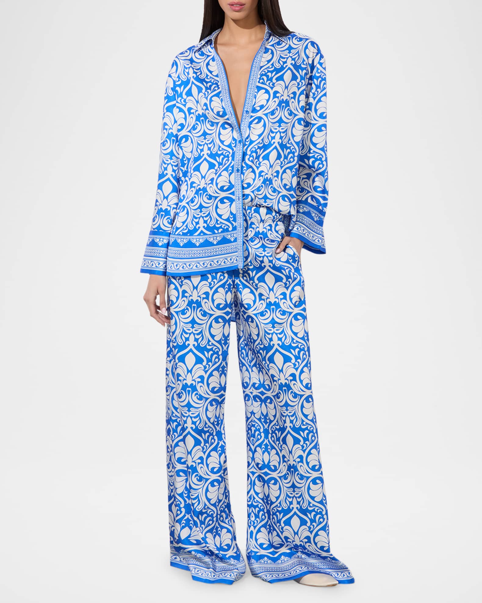 Alice + Olivia Kiva Oversized Pajama Shirt | Neiman Marcus