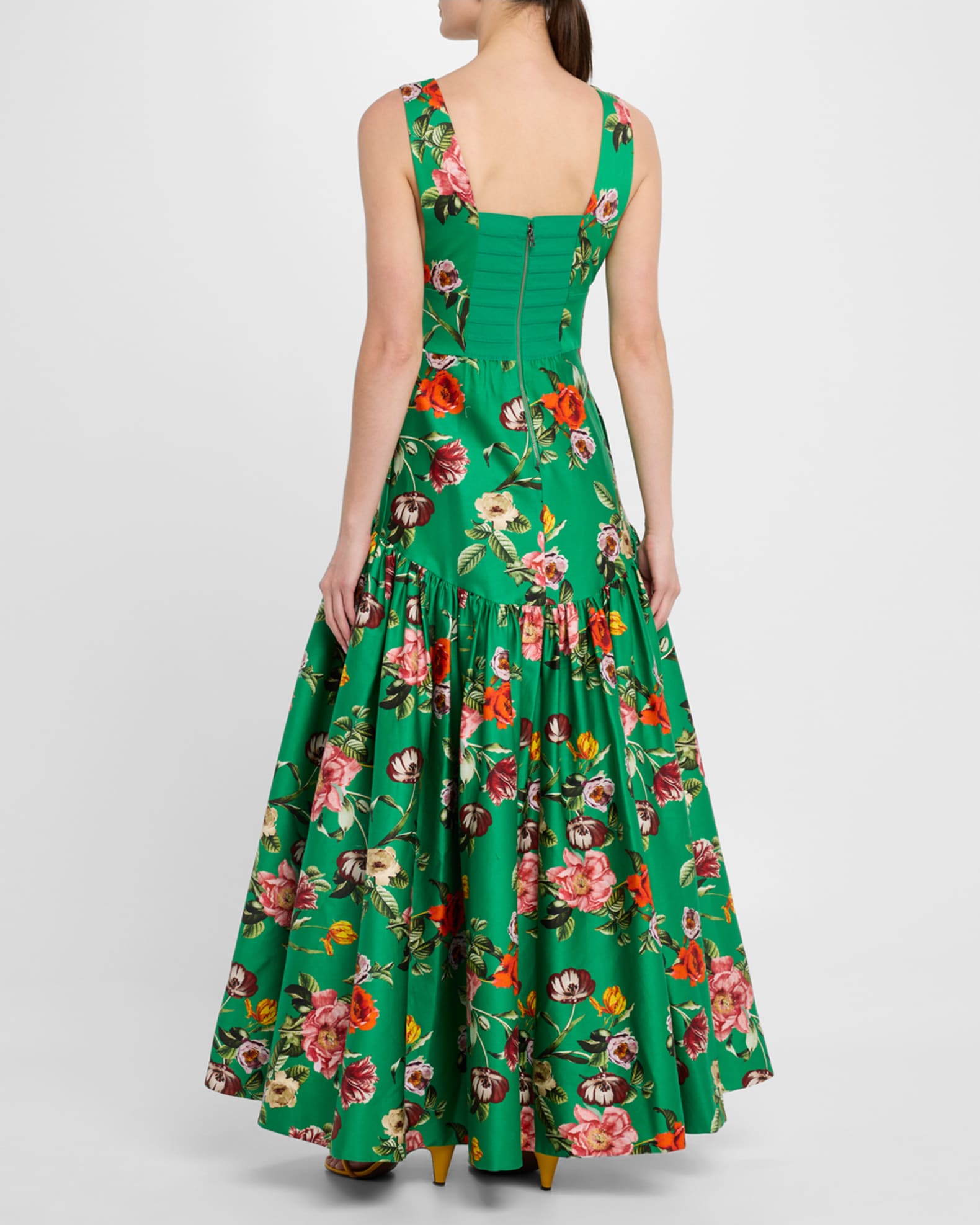【Alice + Olivia】Lila フィット＆フレア マキシドレス Alice + Olivia Lila Floral Linen-Blend Midi-Dress | Saks