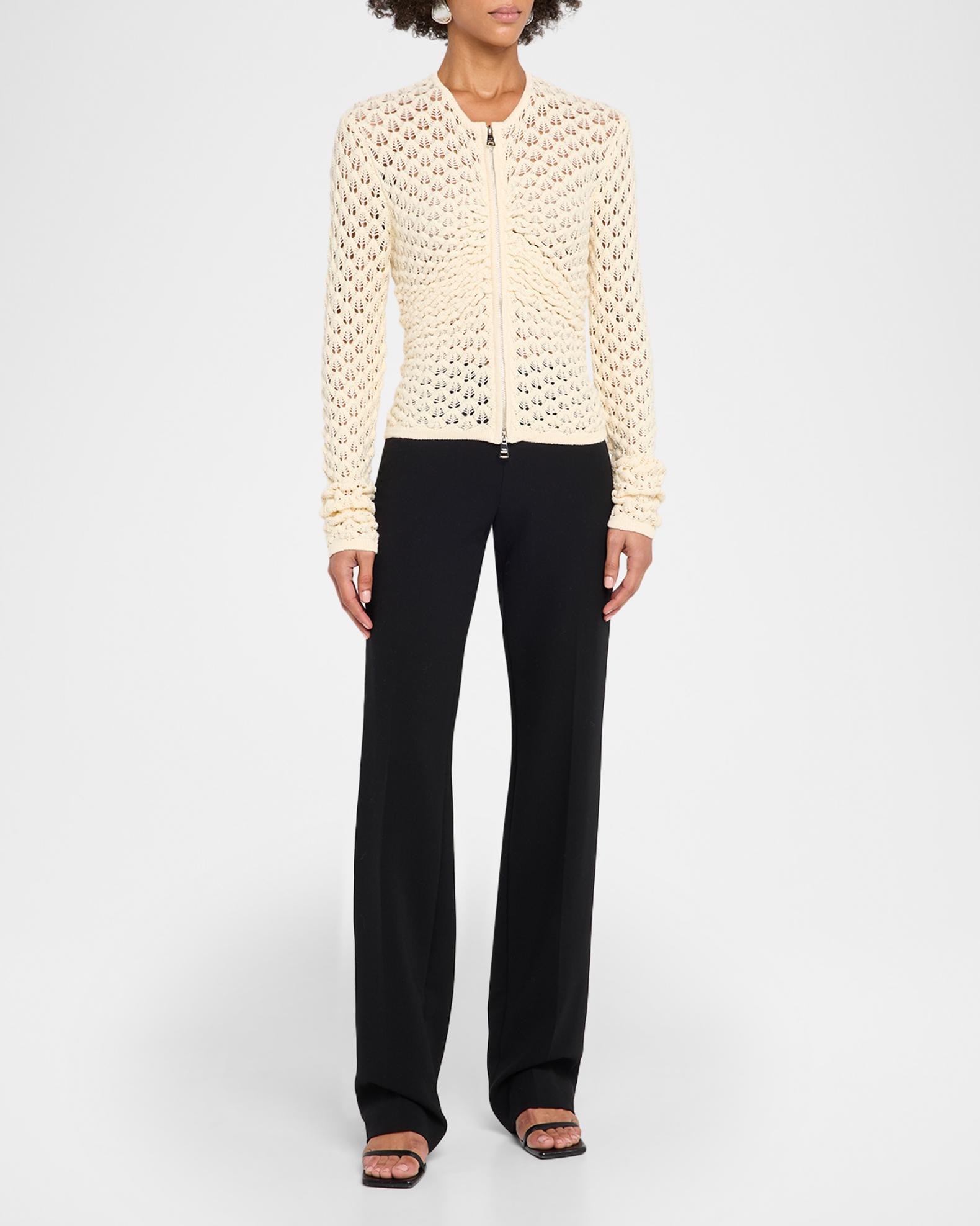 Wynn Hamlyn Pointelle Zip Cardigan | Neiman Marcus
